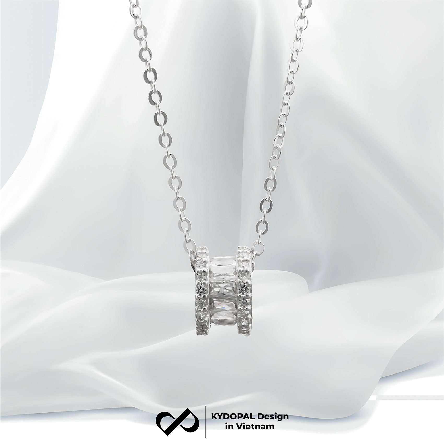 Dây chuyền bạc nữ KYDOPAL mặt hộp nạm đá Baguette cá tính trang sức bạc 925 - PAL9C3C8