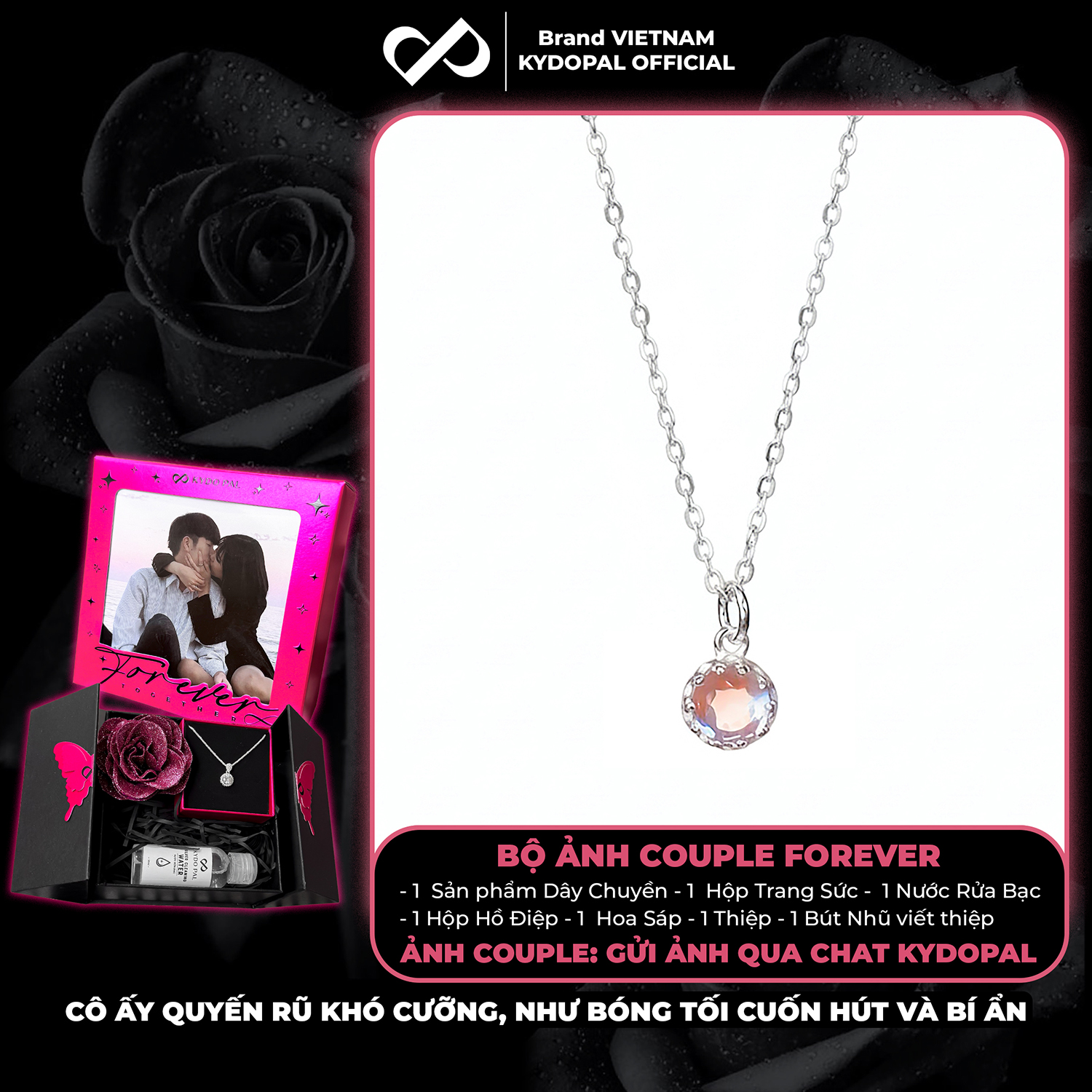 Dây chuyền bạc nữ KYDOPAL vòng cổ đá mặt tròn moonstone mini xinh xắn - PAL9C3C58