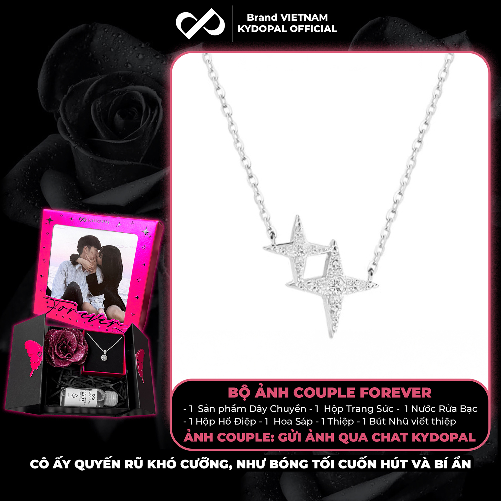 Dây chuyền bạc nữ KYDOPAL mẫu sao đôi cá tính lấp lánh trang sức bạc 925 - PAL9C3C18