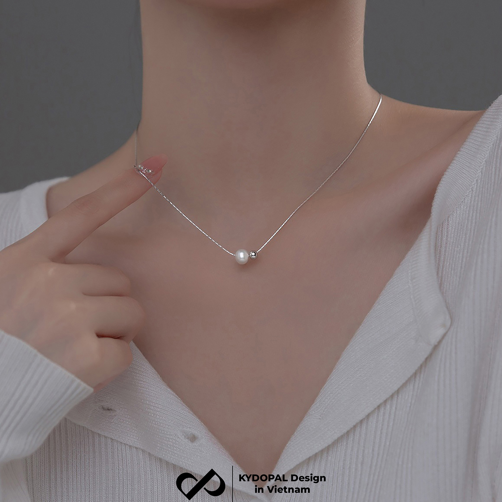 Dây chuyền bạc nữ KYDOPAL vòng cổ cá tính hạt mì mix hạt trai nữ tính trang sức bạc 925  - PAL9C3C55