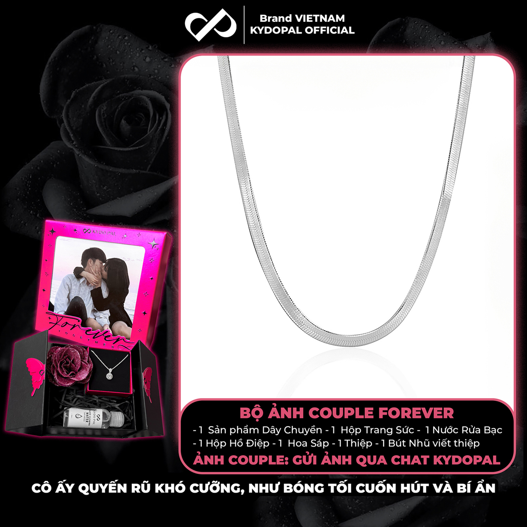 Dây chuyền bạc nữ KYDOPAL sợi mì dẹt bản rộng cá tính trang sức bạc cao cấp - PAL9C3C53