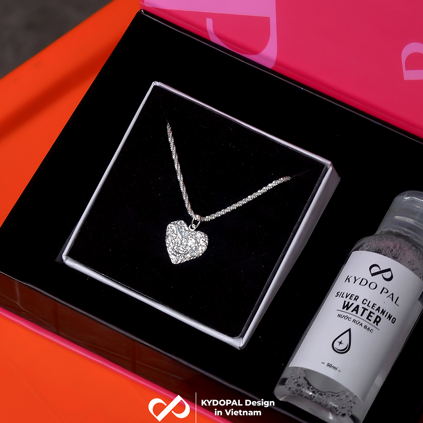 Dây chuyền bạc nữ KYDOPAL vòng cổ cá tính dây xù kim tuyến treo mặt tim phay cát bản to trang sức bạc 925 - PAL9C3C59