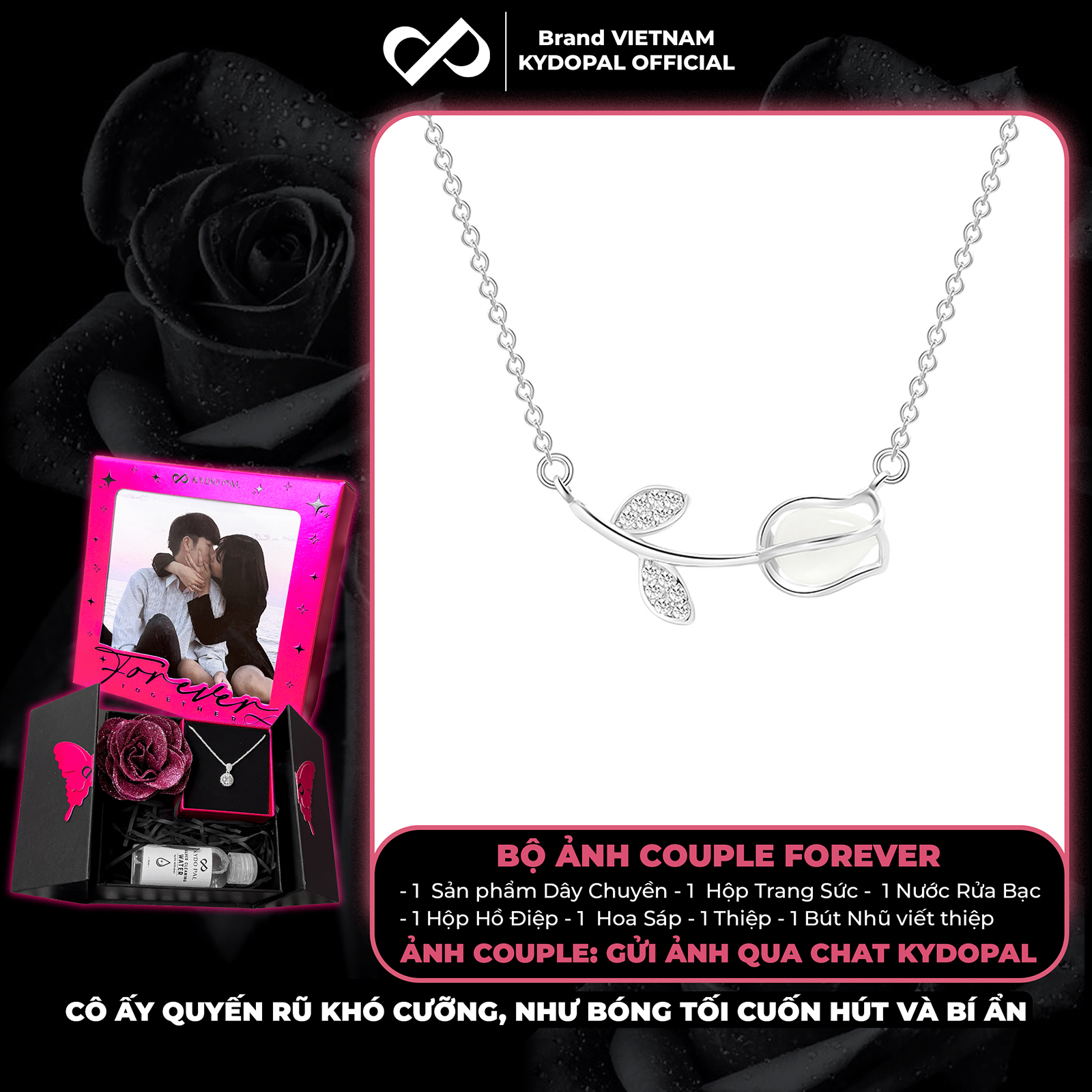 Dây chuyền bạc nữ KYDOPAL vòng cổ cá tính cánh hoa hồng nữ tính trang sức bạc 925 - PAL9C3C35
