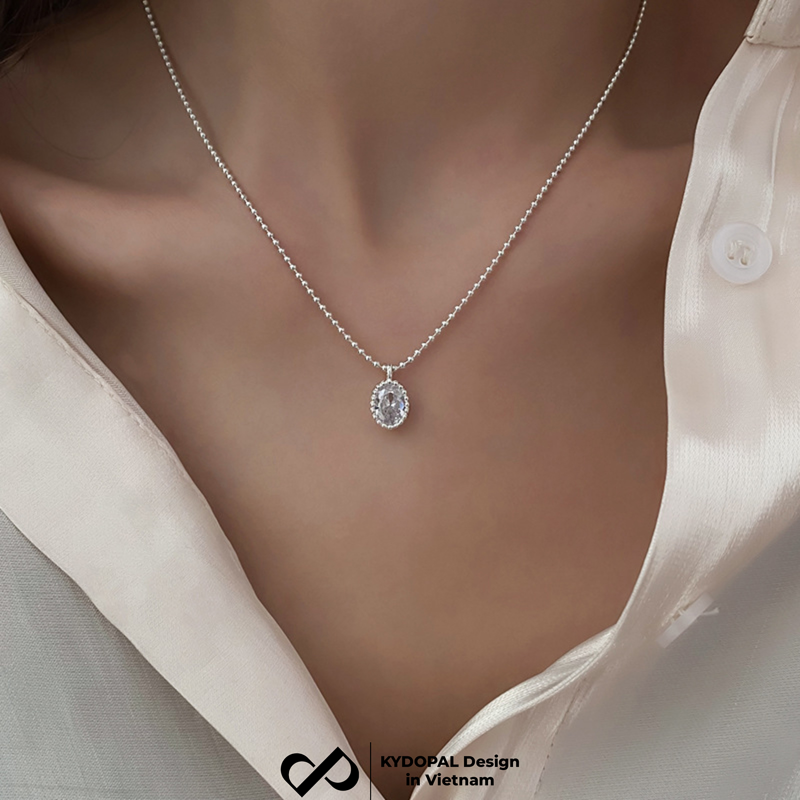 Dây chuyền bạc nữ KYDOPAL vòng cổ cá tính dây bi mặt giọt nước xinh xắn trang sức bạc 925 - PAL9C3C40