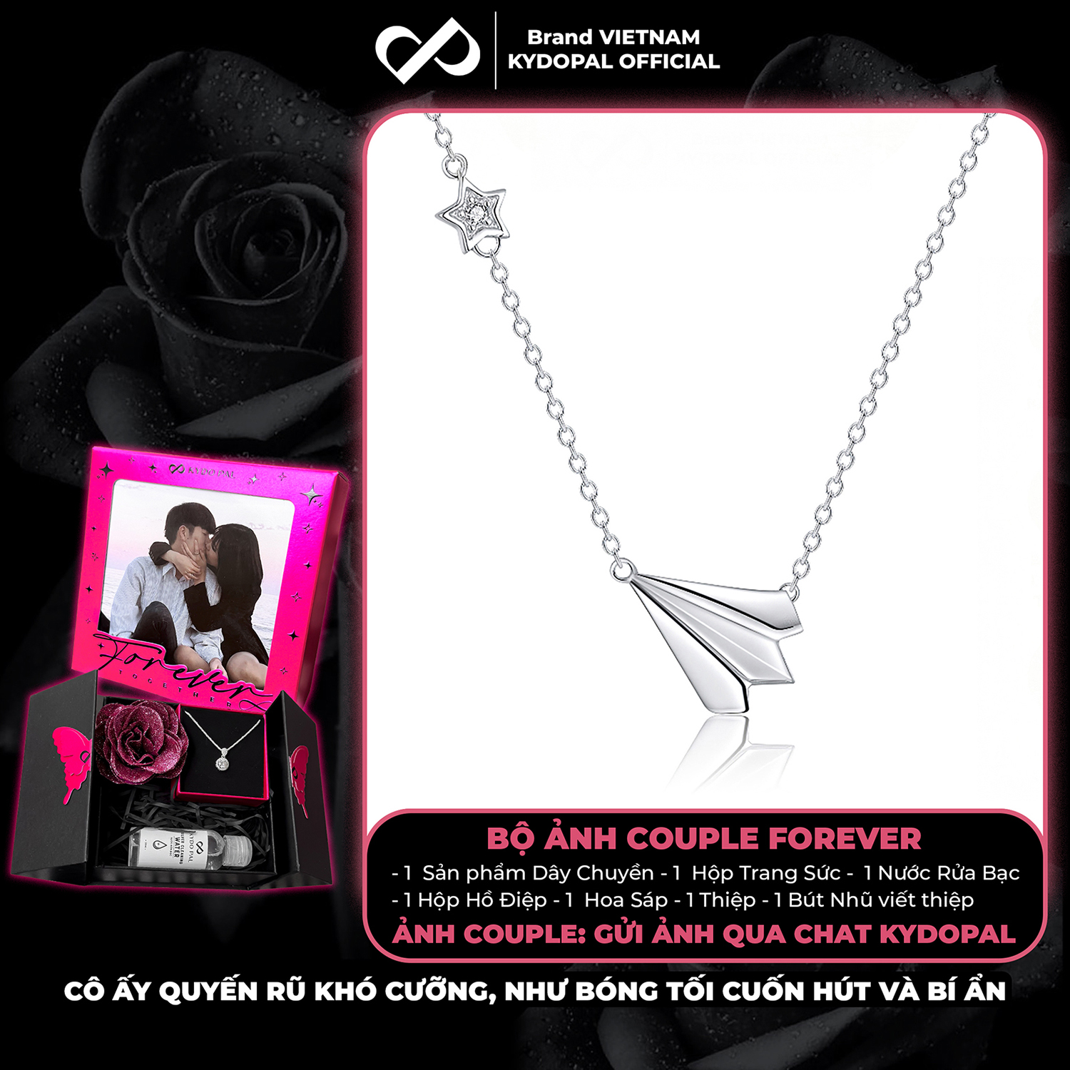 Dây chuyền bạc nữ KYDOPAL mẫu máy bay giấy cá tính trang sức bạc 925 - PAL9C3C23