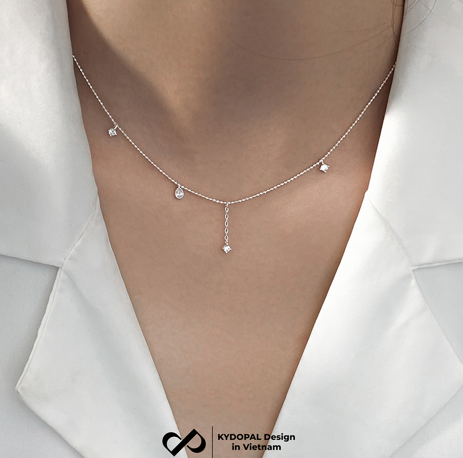 Dây chuyền bạc nữ KYDOPAL cá tính dây hạt lấp lánh mix hạt đá nữ tính trang sức bạc cao cấp - PAL9C3C16