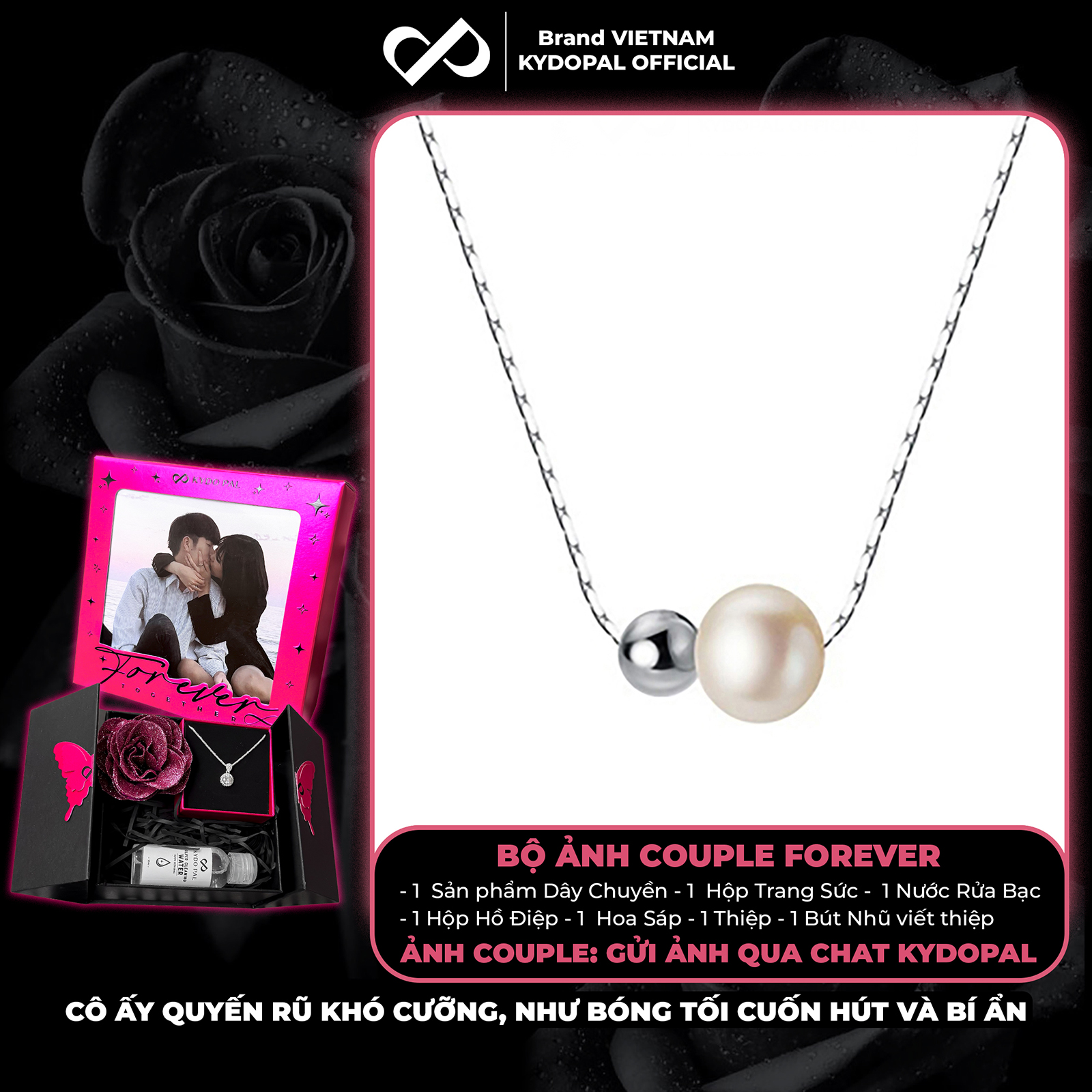 Dây chuyền bạc nữ KYDOPAL vòng cổ cá tính hạt mì mix hạt trai nữ tính trang sức bạc 925  - PAL9C3C55