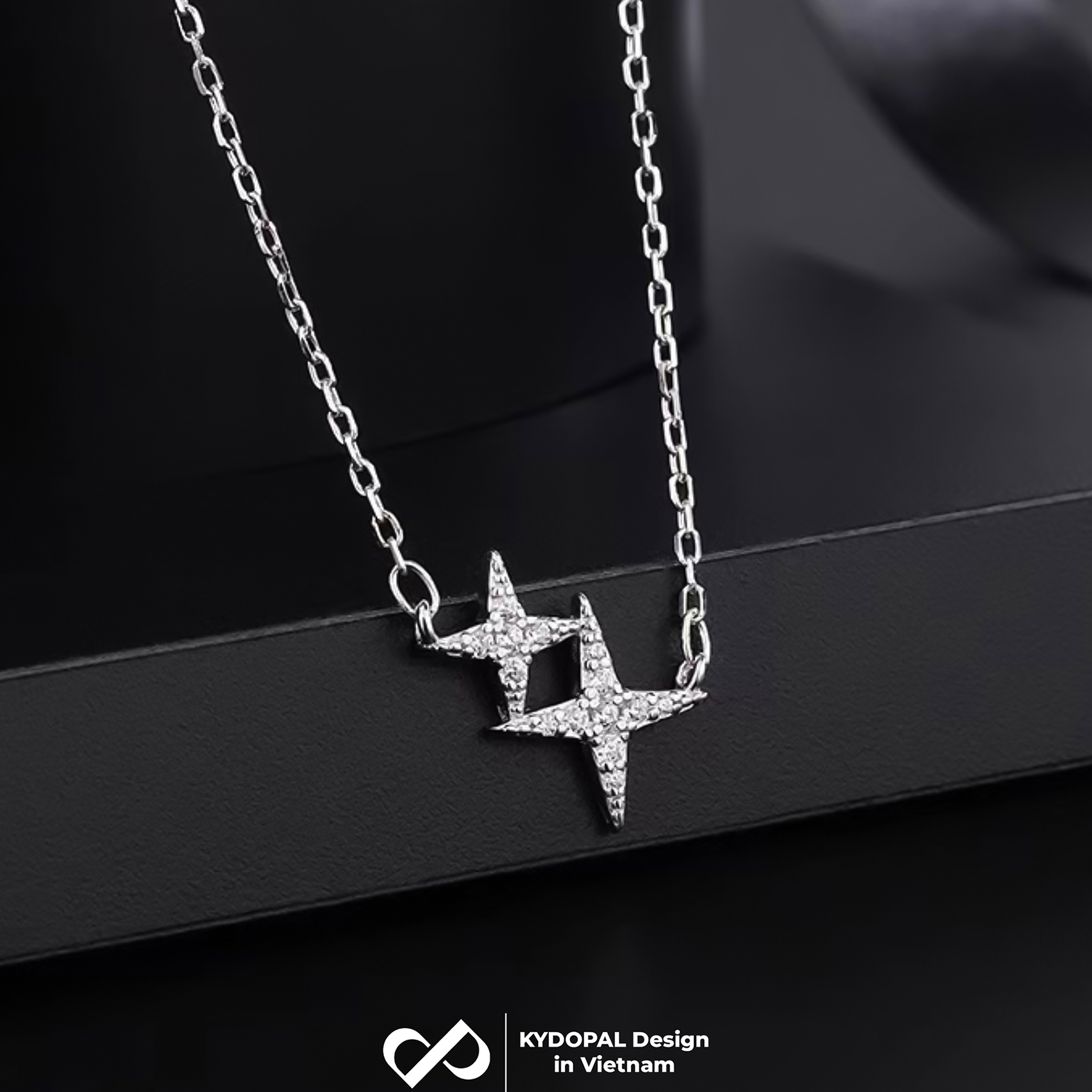 Dây chuyền bạc nữ KYDOPAL mẫu sao đôi cá tính lấp lánh trang sức bạc 925 - PAL9C3C18
