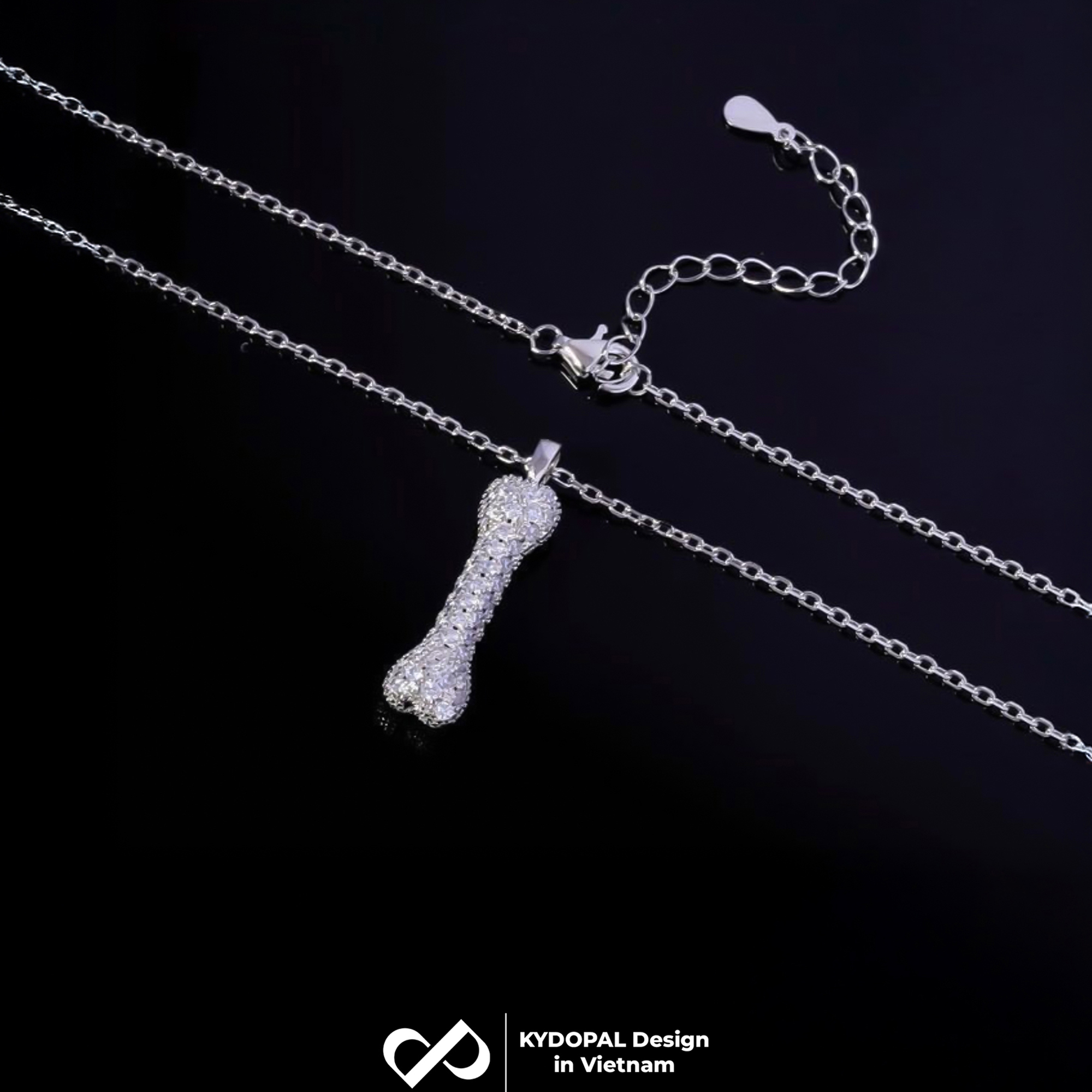 Dây chuyền bạc nữ KYDOPAL vòng cổ cá tính mặt xương đính đá trang sức bạc cao cấp - PAL9C3C68