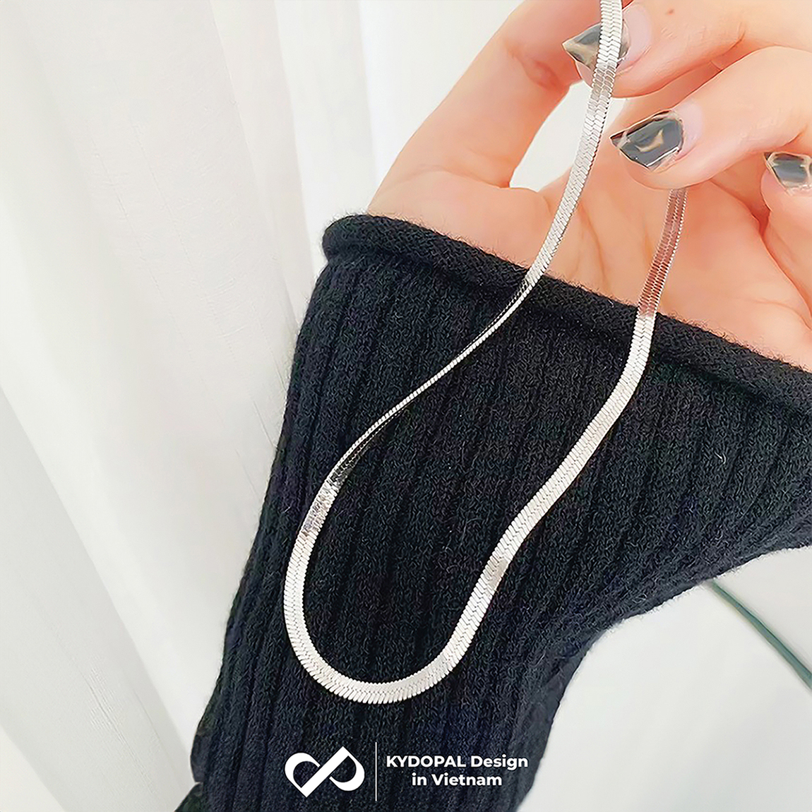 Dây chuyền bạc nữ KYDOPAL sợi mì dẹt bản rộng cá tính trang sức bạc cao cấp - PAL9C3C53