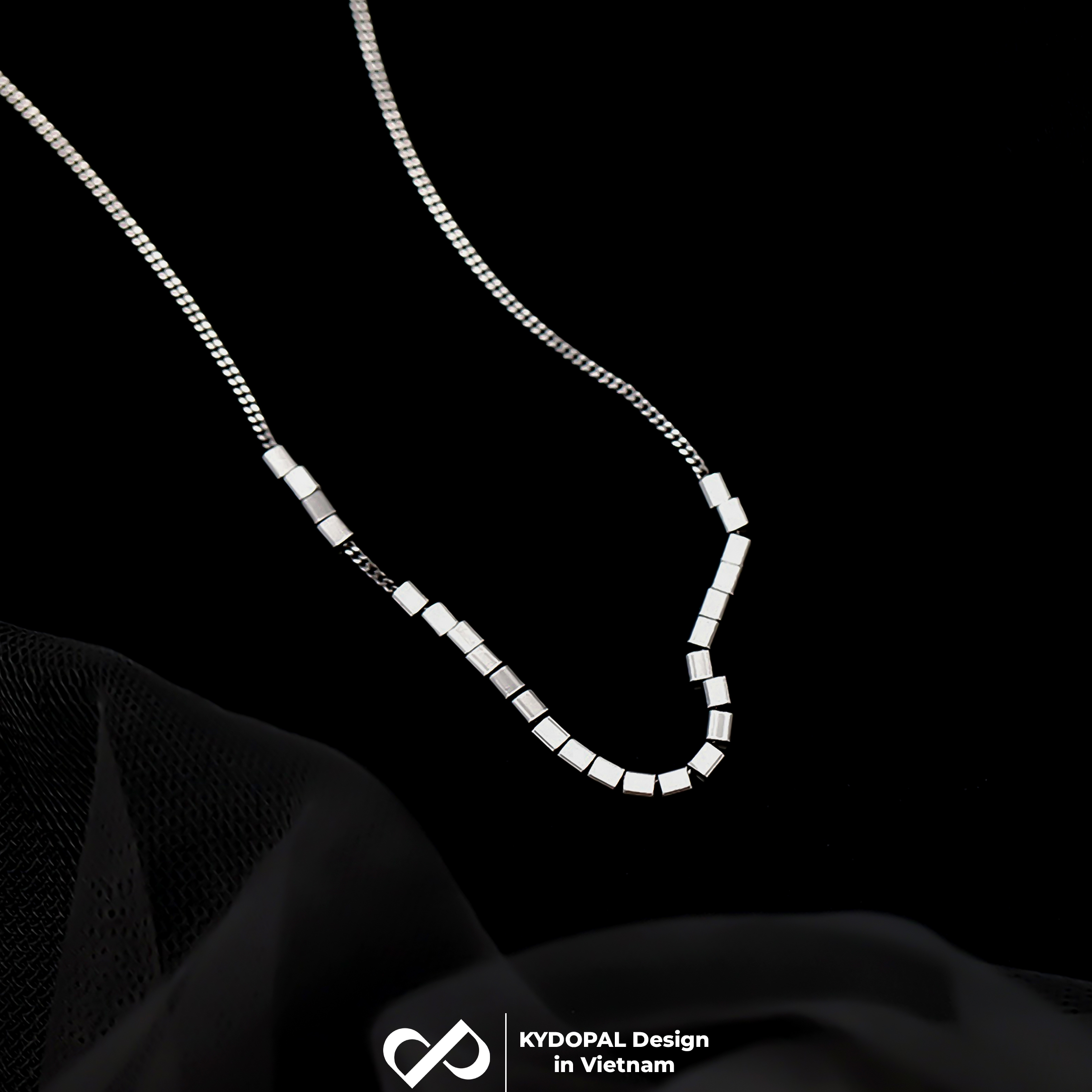 Dây chuyền bạc nữ KYDOPAL vòng cổ cá tính mặt chuỗi hạt vuông cá tính trang sức bạc 925 - PAL9C3C56