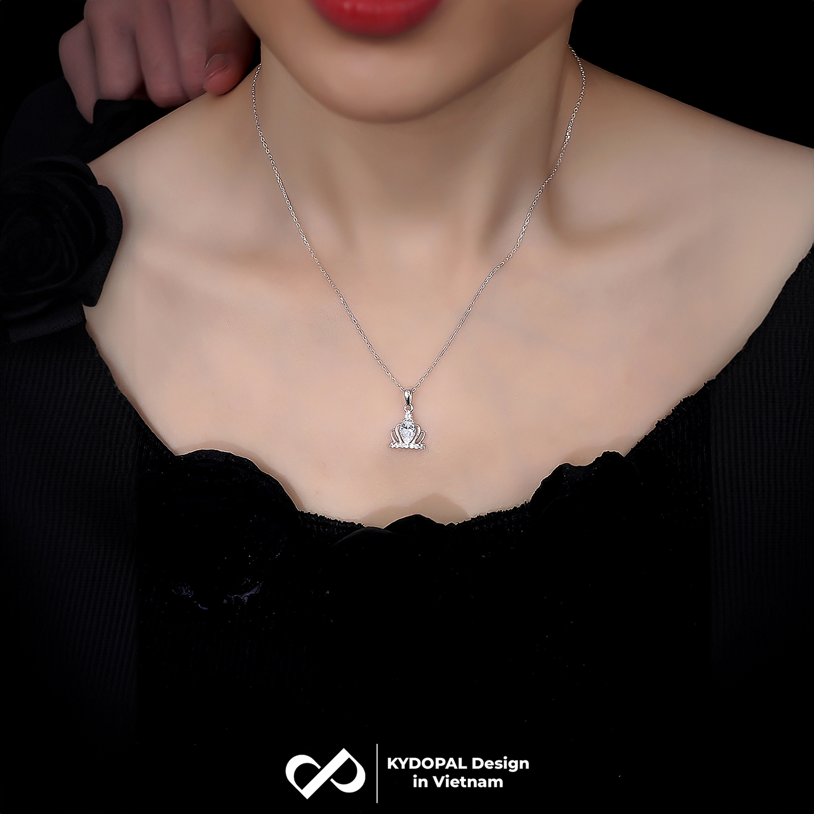 Dây chuyền bạc nữ KYDOPAL mặt vương miện công chúa đính đá nữ tính trang sức bạc 925 - PAL9C3C17
