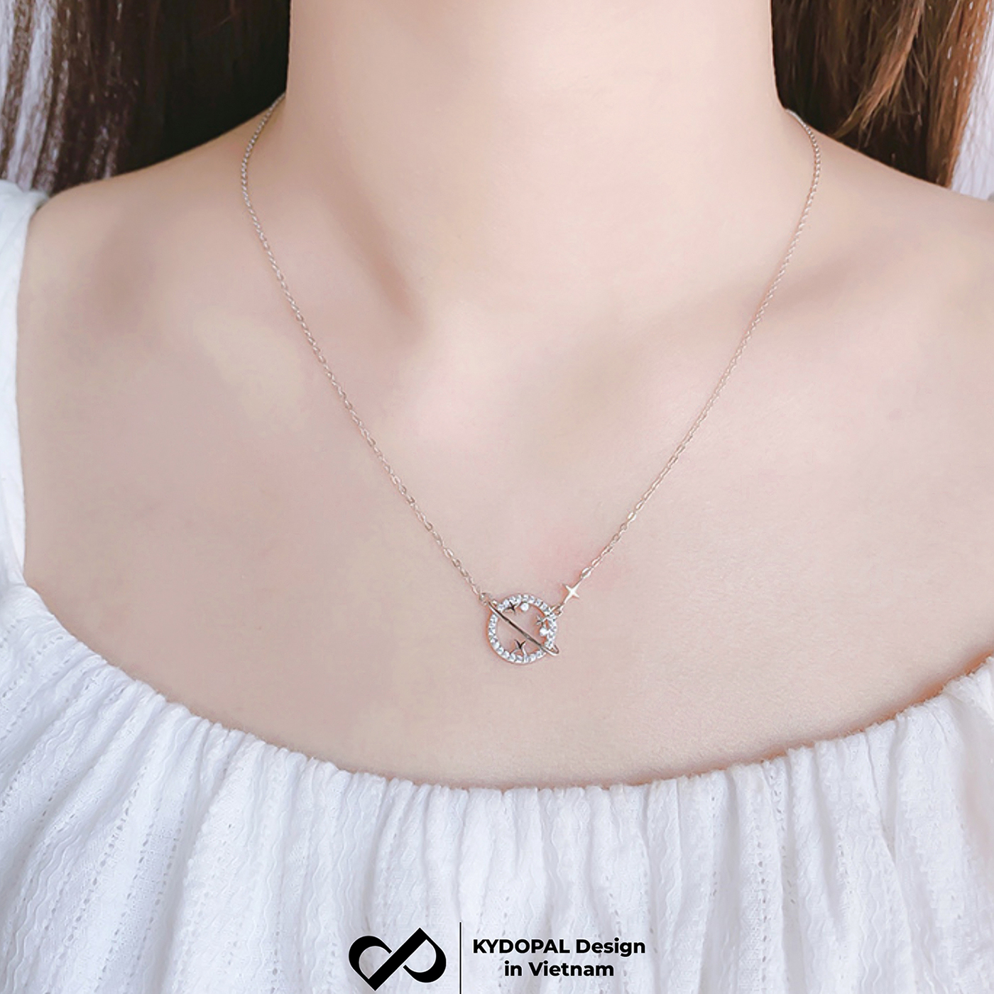 Dây chuyền bạc nữ KYDOPAL cá tính mặt trái đất đính đá nữ tính trang sức bạc 925 - PAL9C3C21