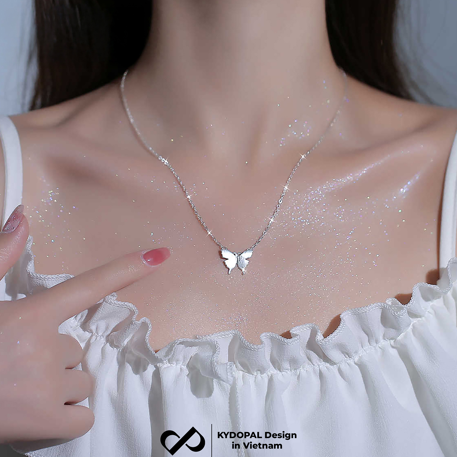 Dây chuyền bạc nữ KYDOPAL hồ điệp cá tính trơn basic trang sức bạc cao cấp - PAL9C3C10