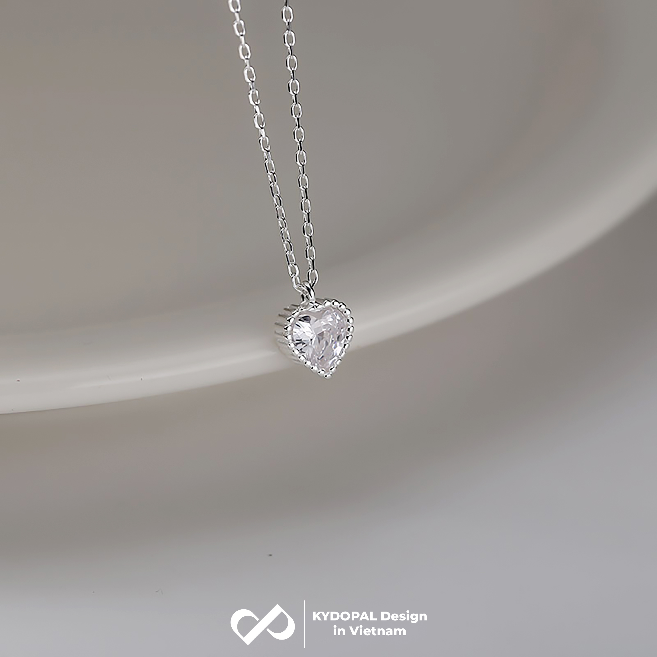 Dây chuyền bạc nữ KYDOPAL mặt trái tim đính đá viền cao cấp trang sức bạc 925 - PAL9C3C12