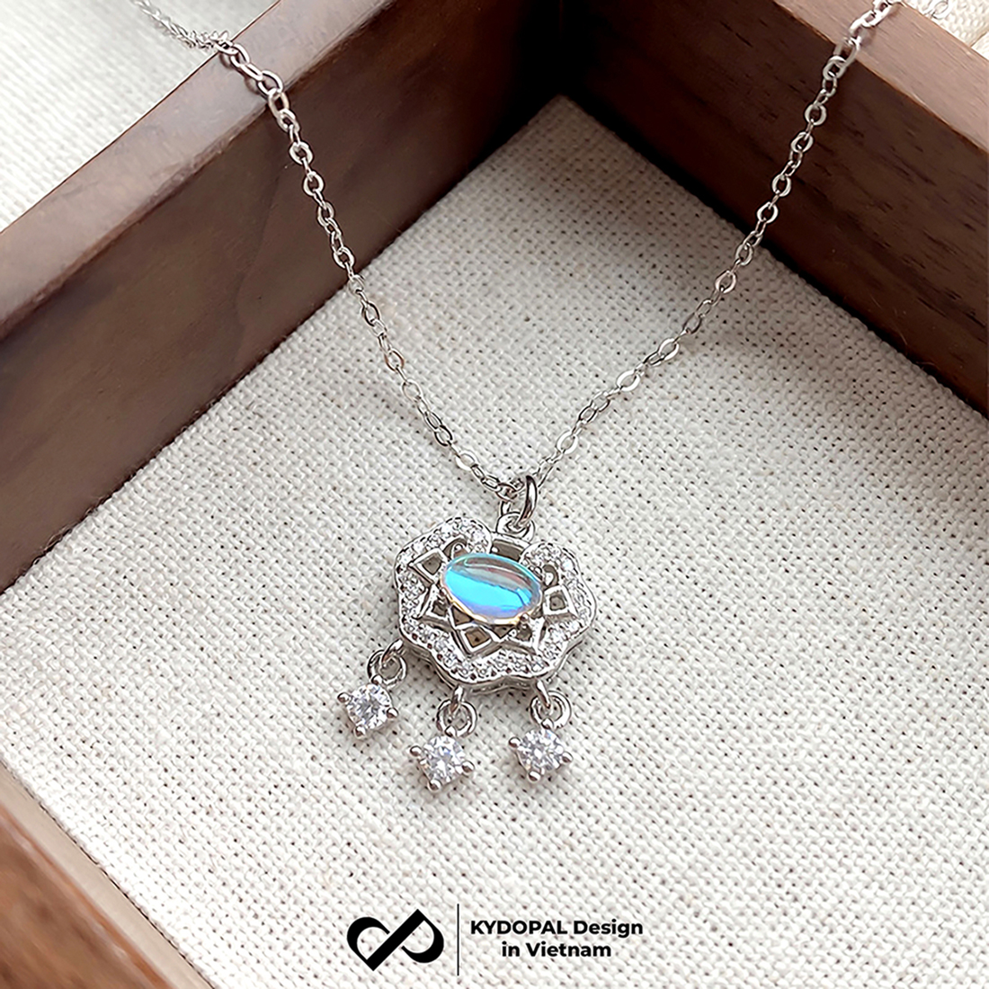 Dây chuyền bạc nữ KYDOPAL Mặt khóa trường mệnh gắn đá màu đổi sắc trang sức bạc 925 - PAL9C3C44