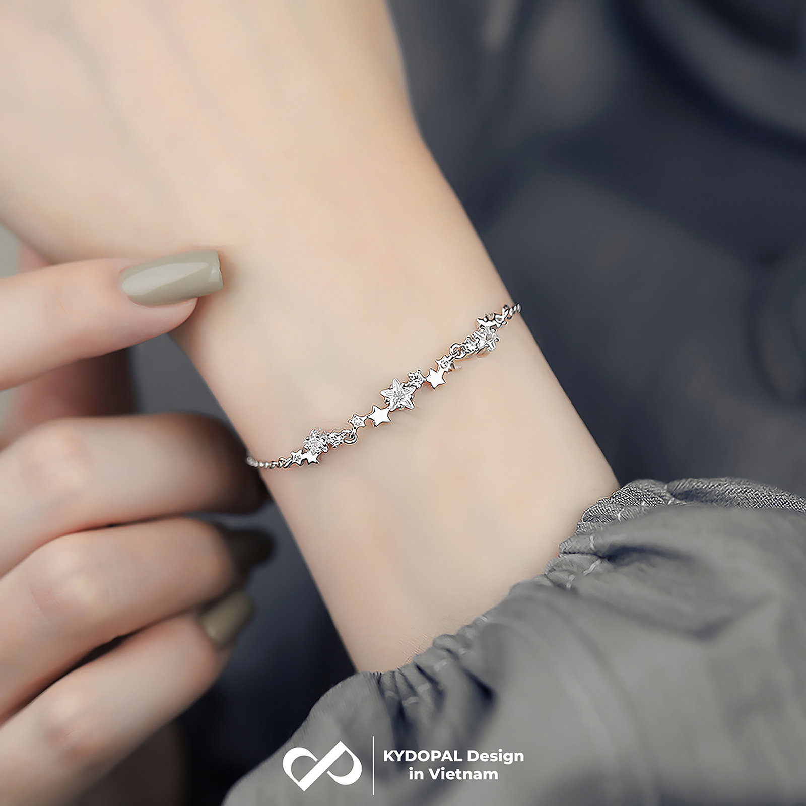 Lắc tay bạc nữ KYDOPAL dải sao đính đá Shining Star nhẹ nhàng sang trọng trang sức 925 - PAL9C8L13