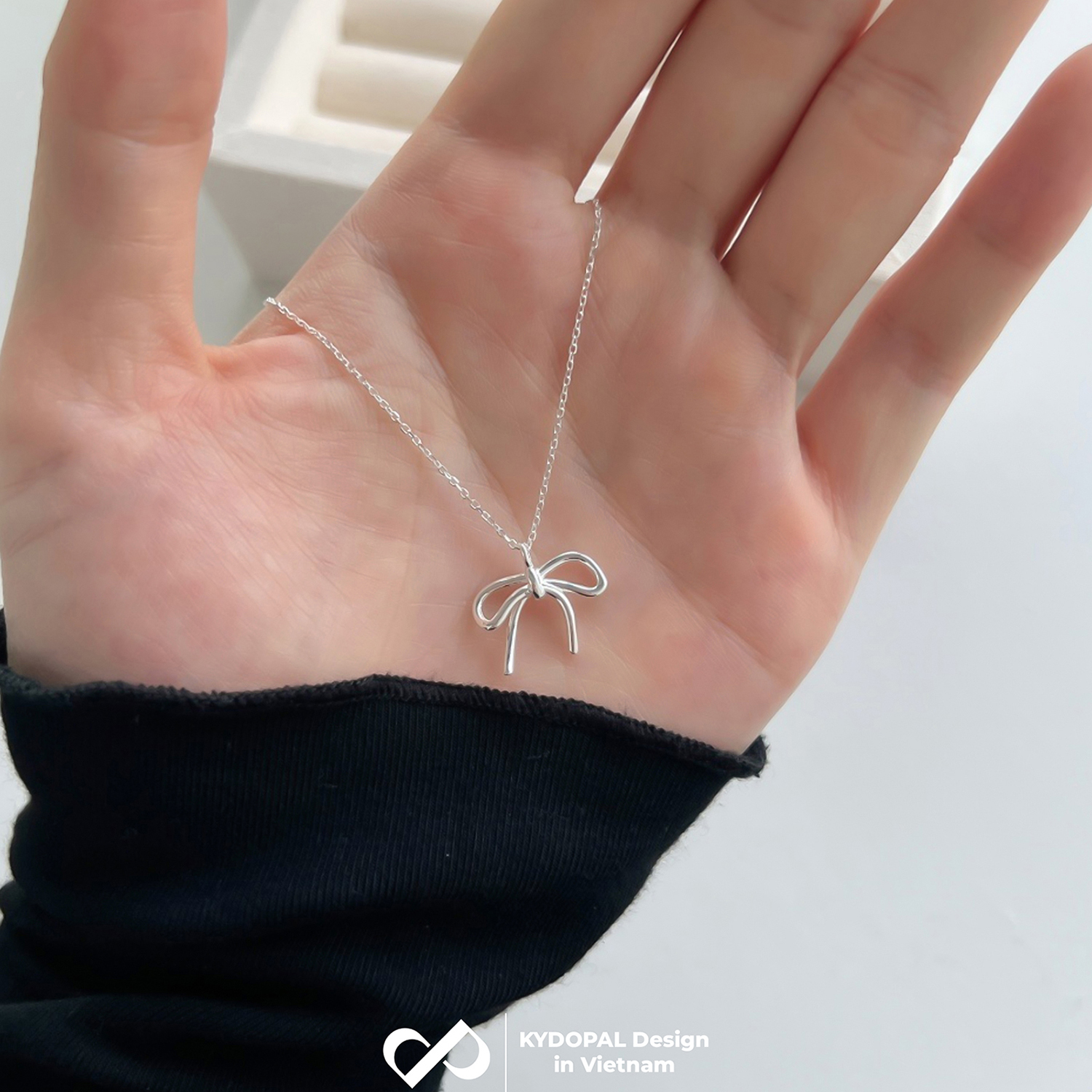 Dây chuyền bạc nữ KYDOPAL nơ cá tính thắt trơn basic trang sức bạc 925 - PAL9C3C15