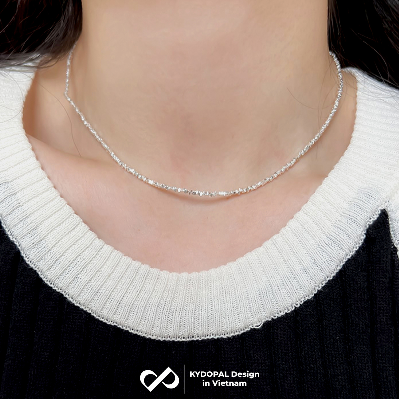 Dây chuyền bạc nữ KYDOPAL vòng cổ cá tính hạt bạc vỡ dây trơn trang sức bạc cao cấp - PAL9C3C57