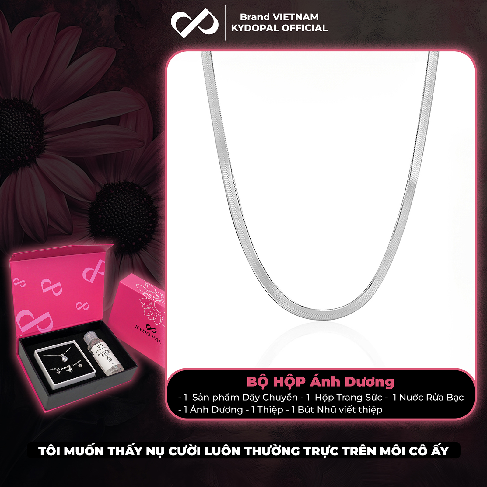 Dây chuyền bạc nữ KYDOPAL sợi mì dẹt bản rộng cá tính trang sức bạc cao cấp - PAL9C3C53