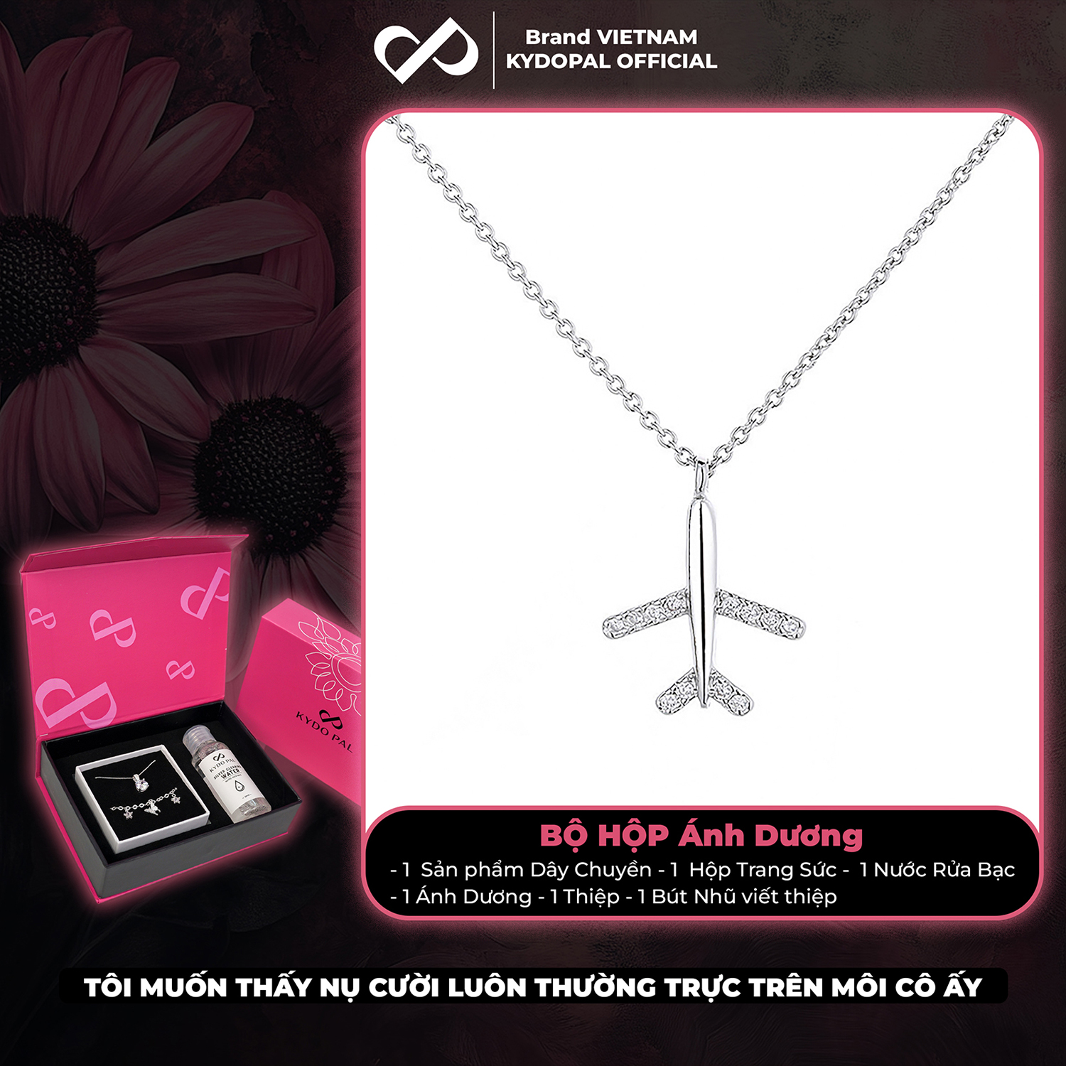 Dây chuyền bạc nữ KYDOPAL cá tính máy bay dễ thương trang sức bạc 925 - PAL9C3C24