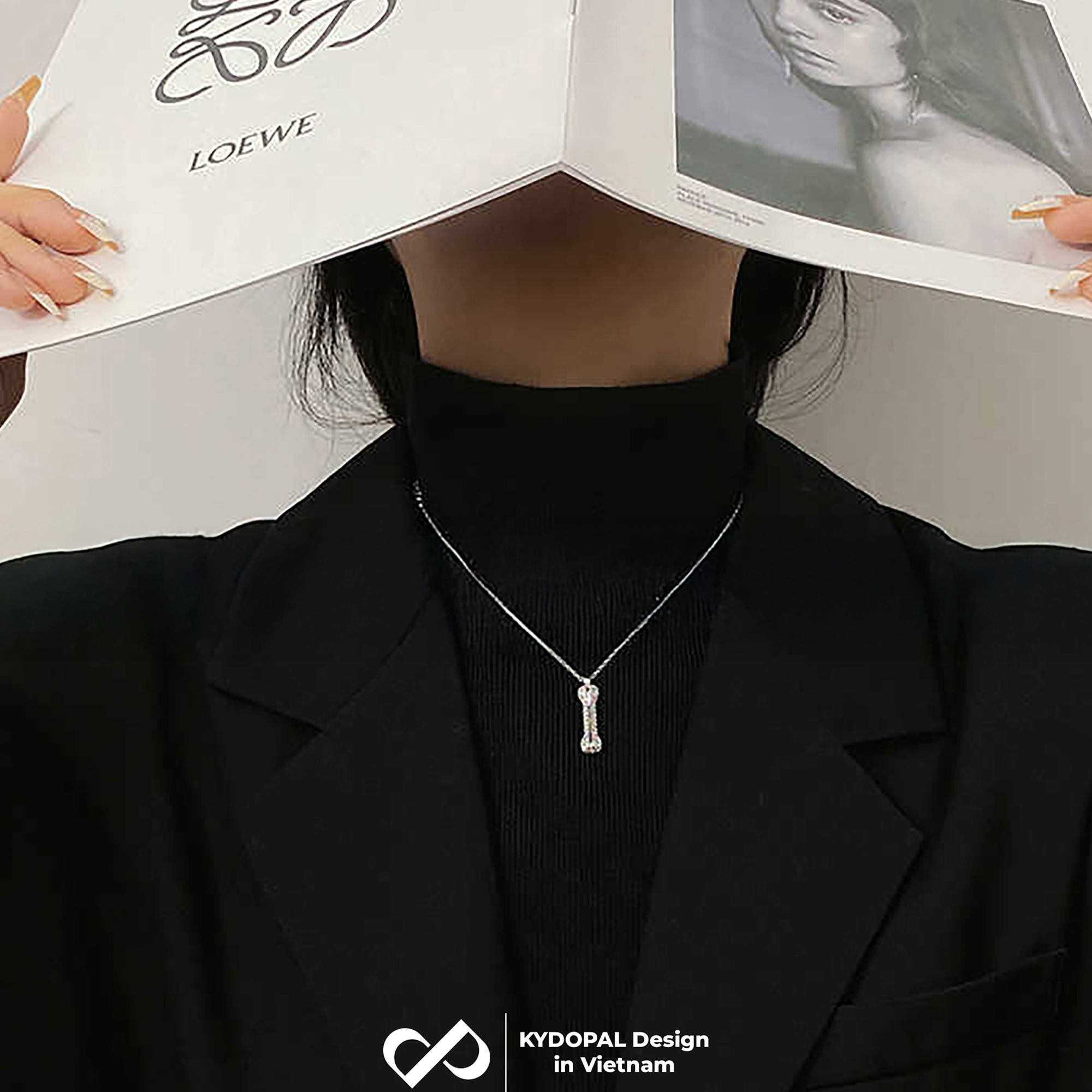 Dây chuyền bạc nữ KYDOPAL vòng cổ cá tính mặt xương đính đá trang sức bạc cao cấp - PAL9C3C68