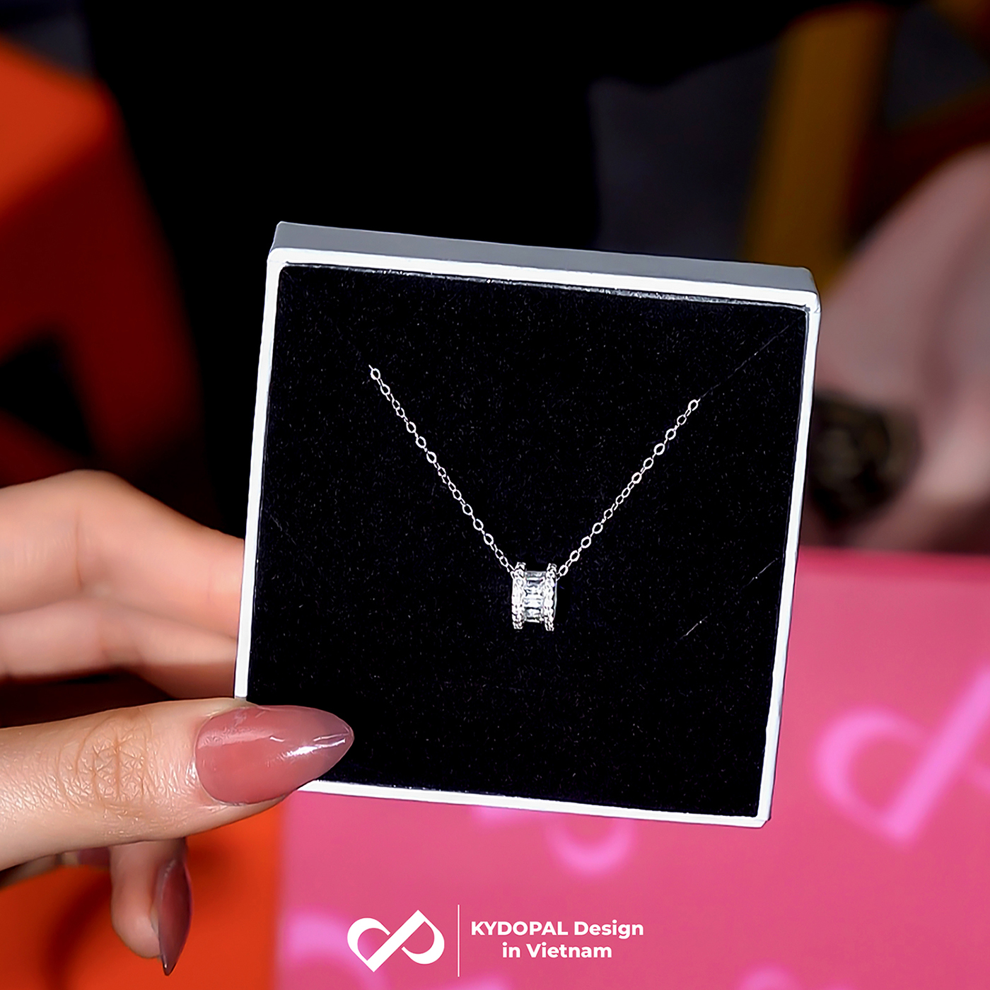 Dây chuyền bạc nữ KYDOPAL mặt hộp nạm đá Baguette cá tính trang sức bạc 925 - PAL9C3C8
