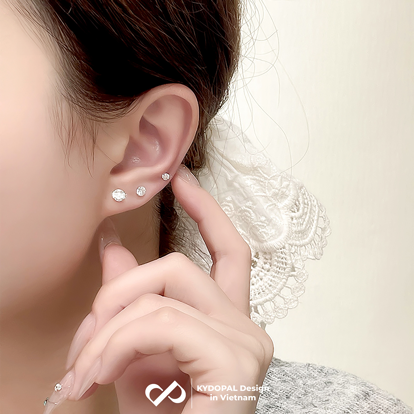 Bông tai bạc KYDOPAL nam nữ nụ đá 925 chốt ren vặn nhiều size cá tính trang sức bạc 925 - PAL9C3K10