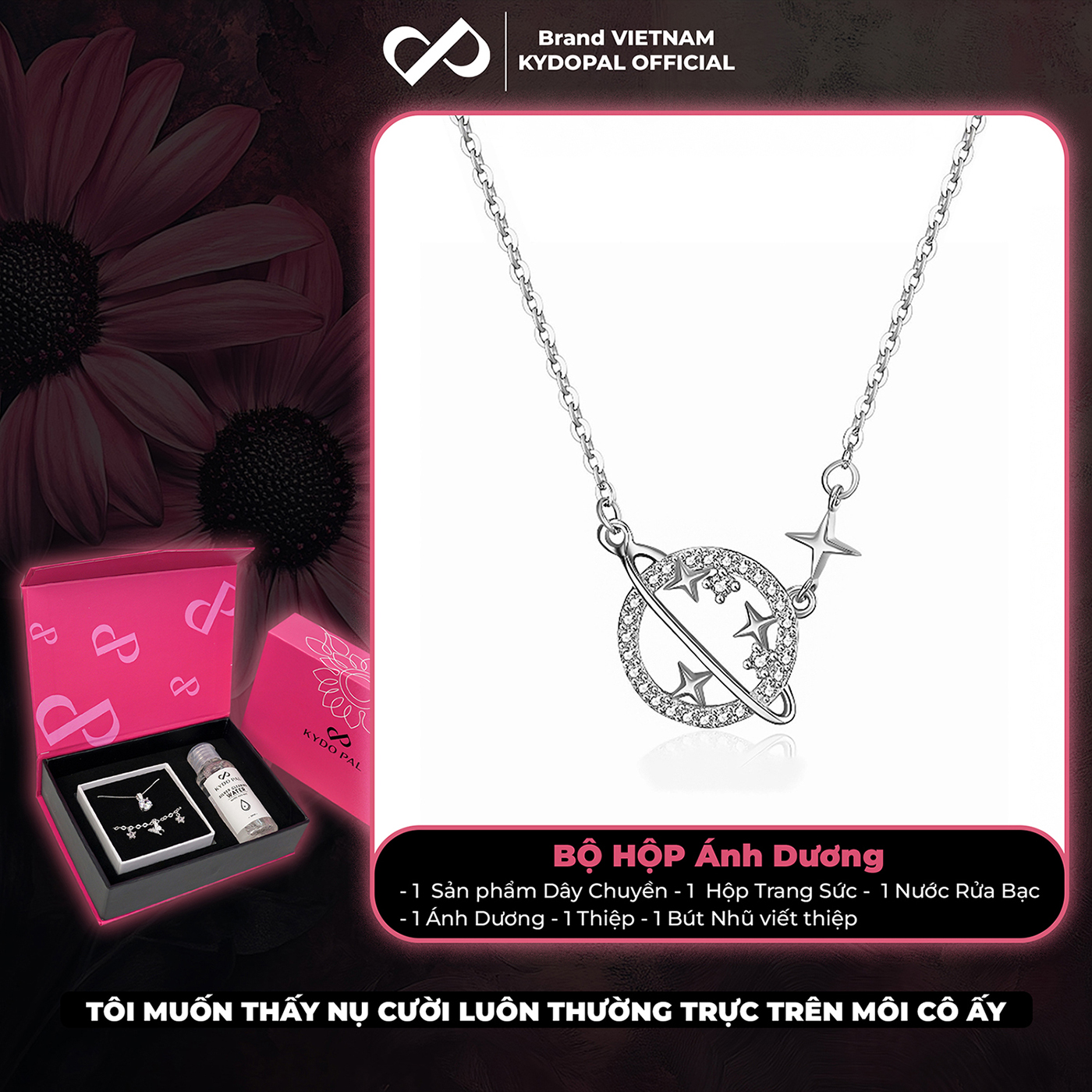 Dây chuyền bạc nữ KYDOPAL cá tính mặt trái đất đính đá nữ tính trang sức bạc 925 - PAL9C3C21