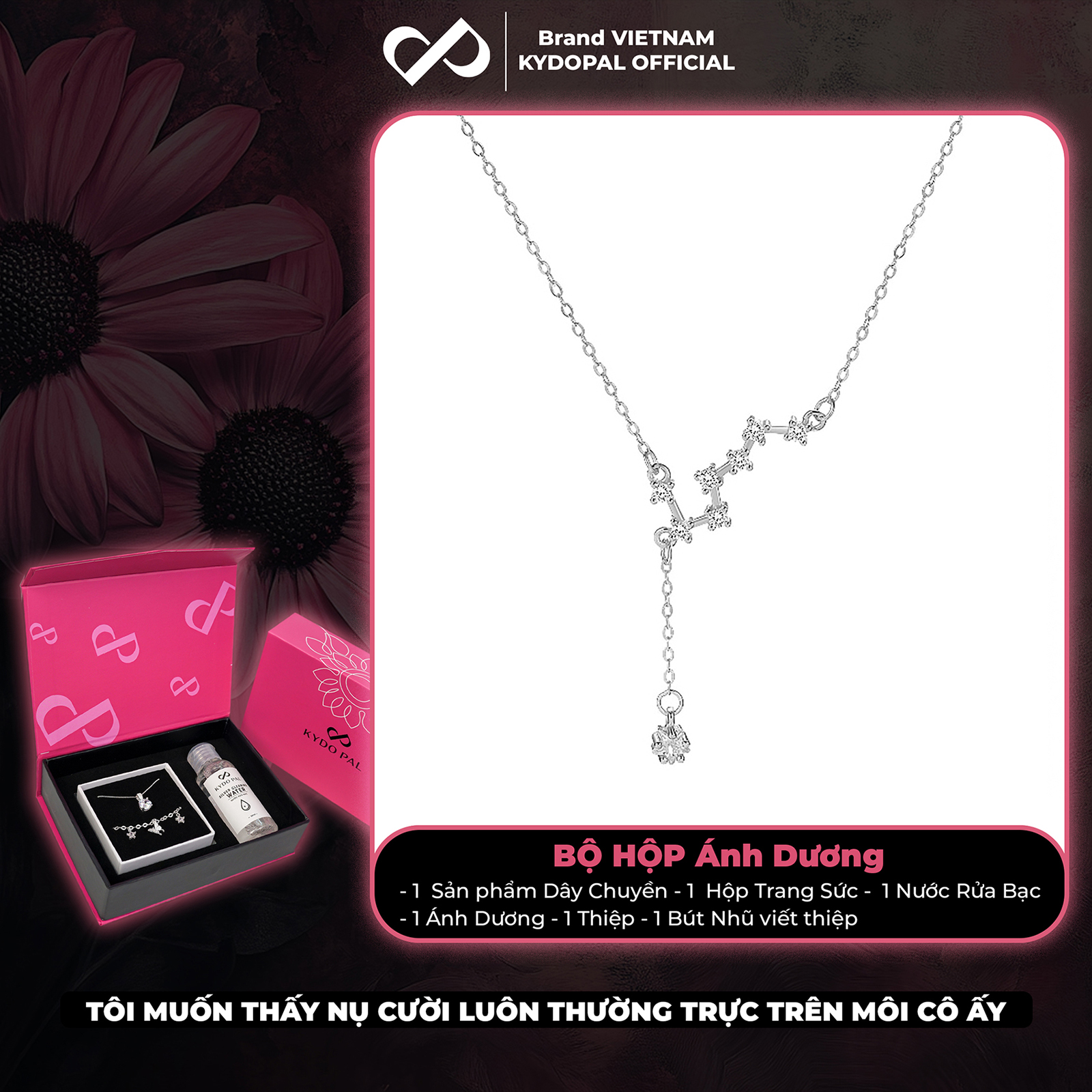 Dây chuyền bạc nữ KYDOPAL vòng cổ cá tính chòm sao đính đá lấp lánh trang sức bạc 925 - PAL9C2C7