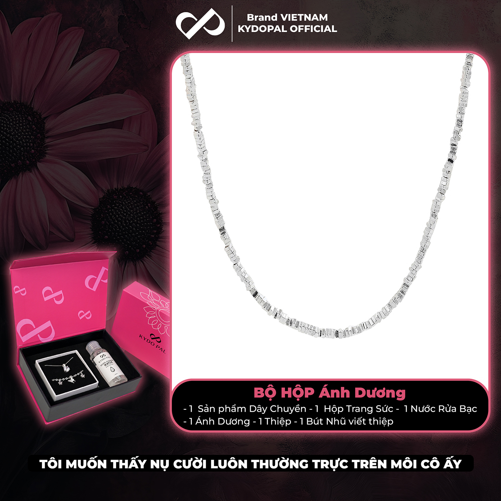 Dây chuyền bạc nữ KYDOPAL vòng cổ cá tính hạt bạc vỡ dây trơn trang sức bạc cao cấp - PAL9C3C57