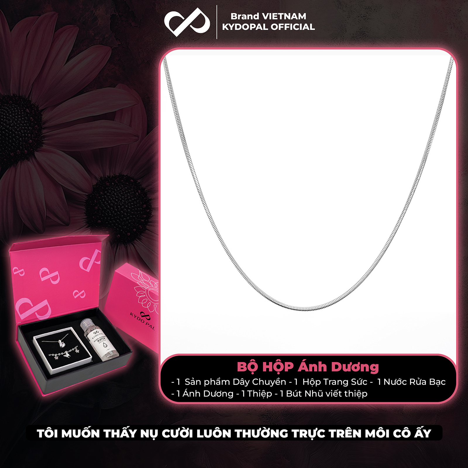 Dây chuyền bạc KYDOPAL mì thuôn cá tính trendy đeo sáng cổ trang sức bạc 925 - PAL9C3C65