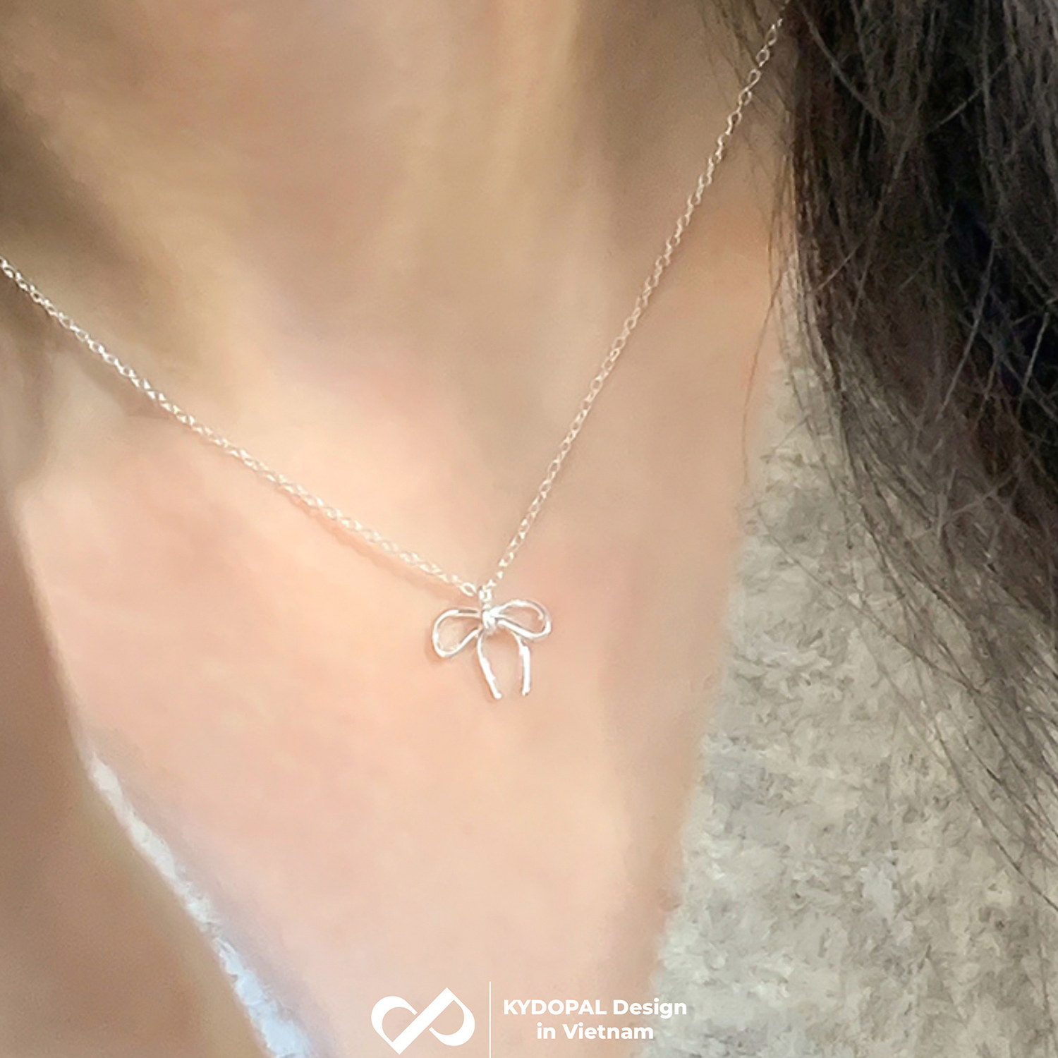 Dây chuyền bạc nữ KYDOPAL nơ cá tính thắt trơn basic trang sức bạc 925 - PAL9C3C15