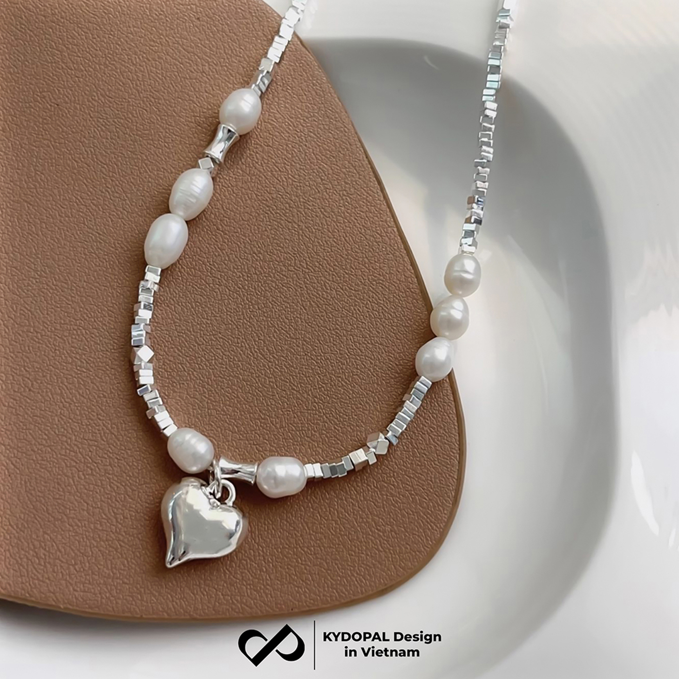 Dây chuyền bạc nữ KYDOPAL hạt vỡ Charm tim trai nước ngọt tự nhiên trang sức cao cấp - PAL9C3C66