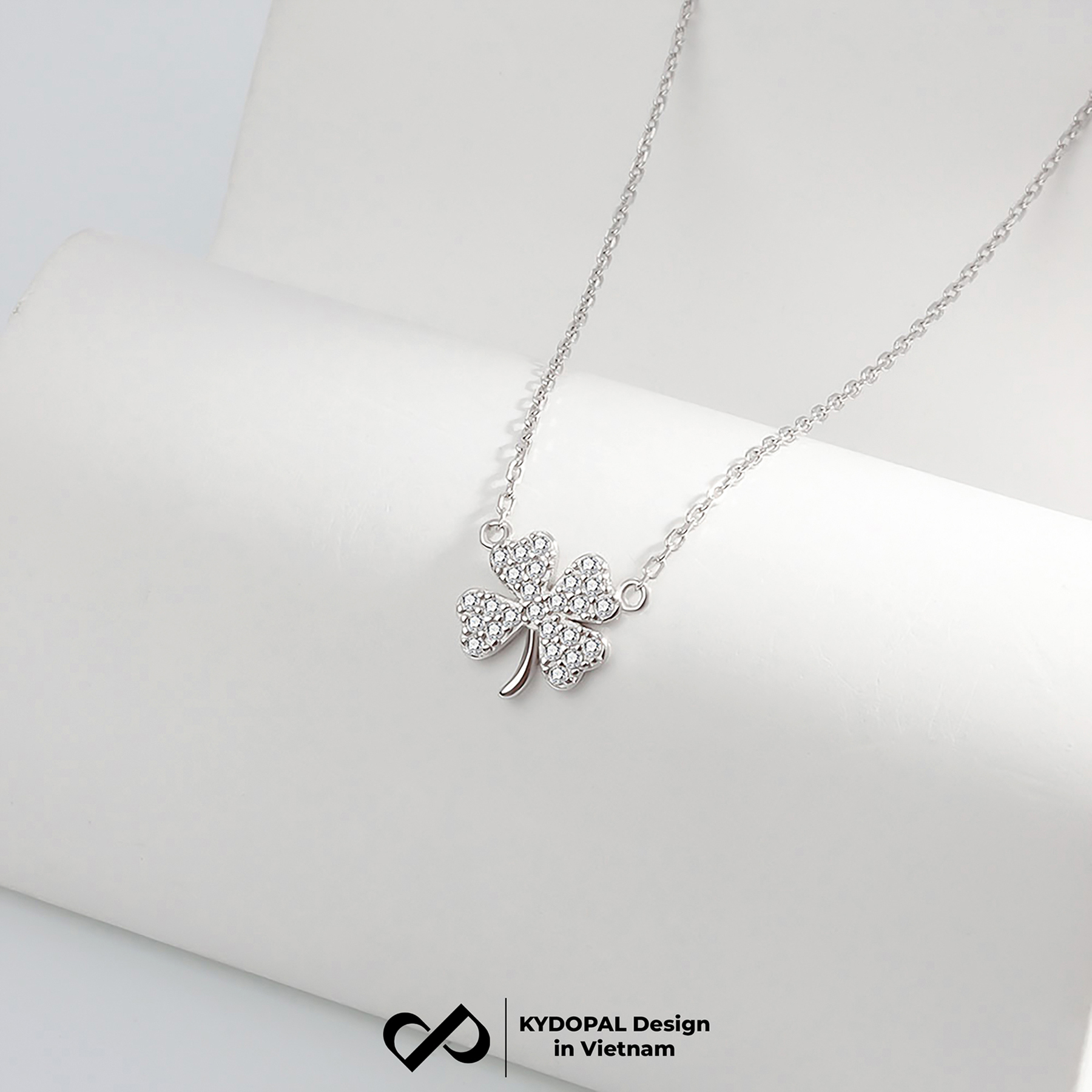 Dây chuyền bạc nữ KYDOPAL cỏ bốn lá cá tính đính đá nhỏ mini nữ tính trang sức bạc 925 - PAL9C3C11