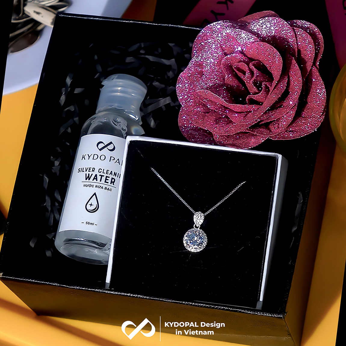 Dây chuyền bạc nữ KYDOPAL mặt đá tròn cá tính nạm đá cao cấp trang sức bạc 925 - PAL9C3C26