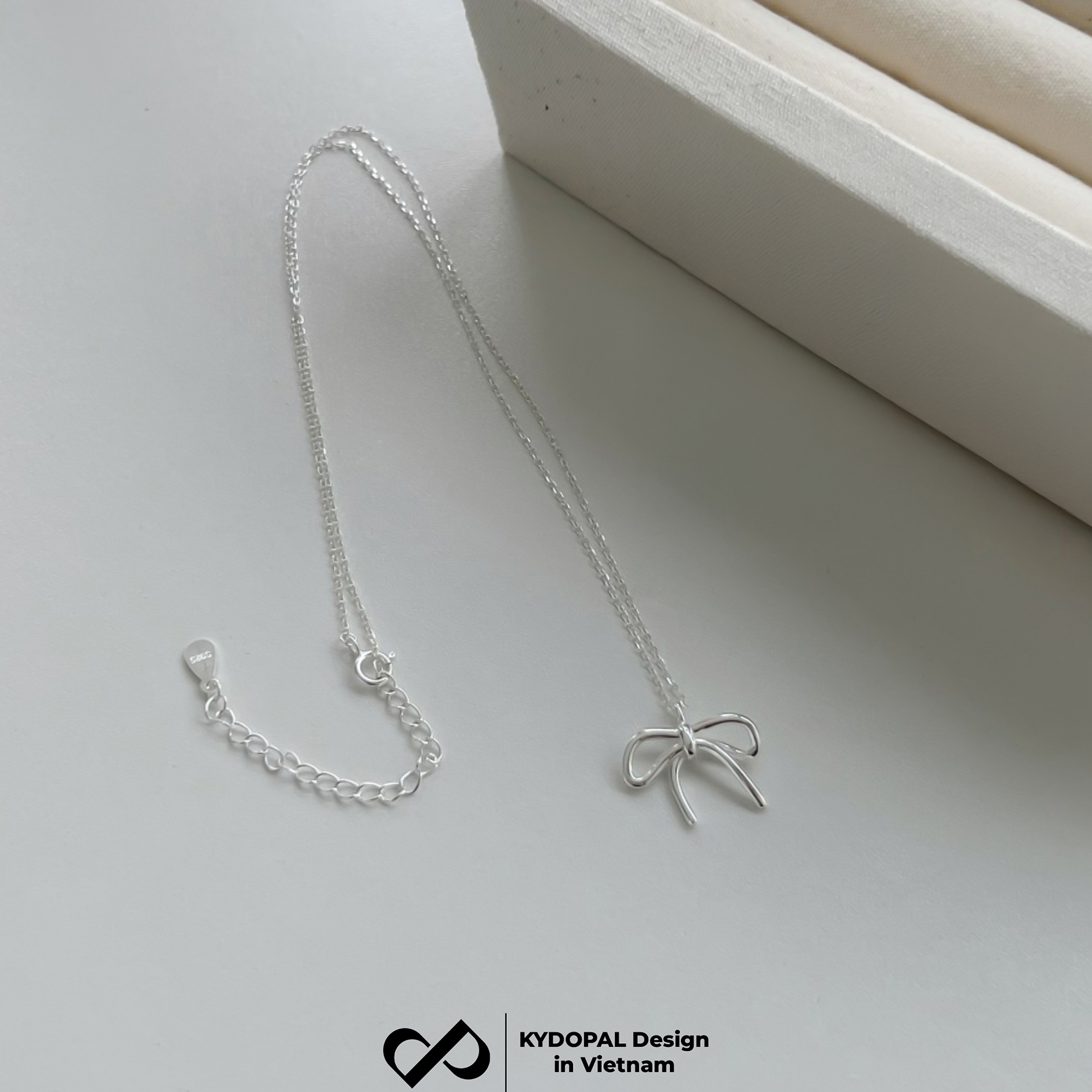 Dây chuyền bạc nữ KYDOPAL nơ cá tính thắt trơn basic trang sức bạc 925 - PAL9C3C15