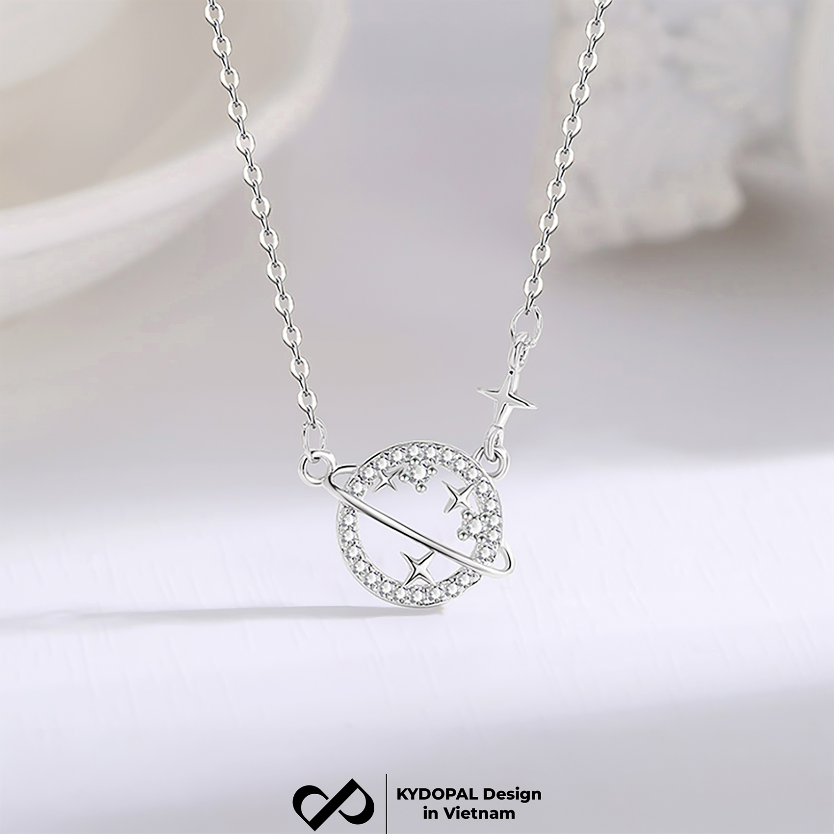 Dây chuyền bạc nữ KYDOPAL cá tính mặt trái đất đính đá nữ tính trang sức bạc 925 - PAL9C3C21
