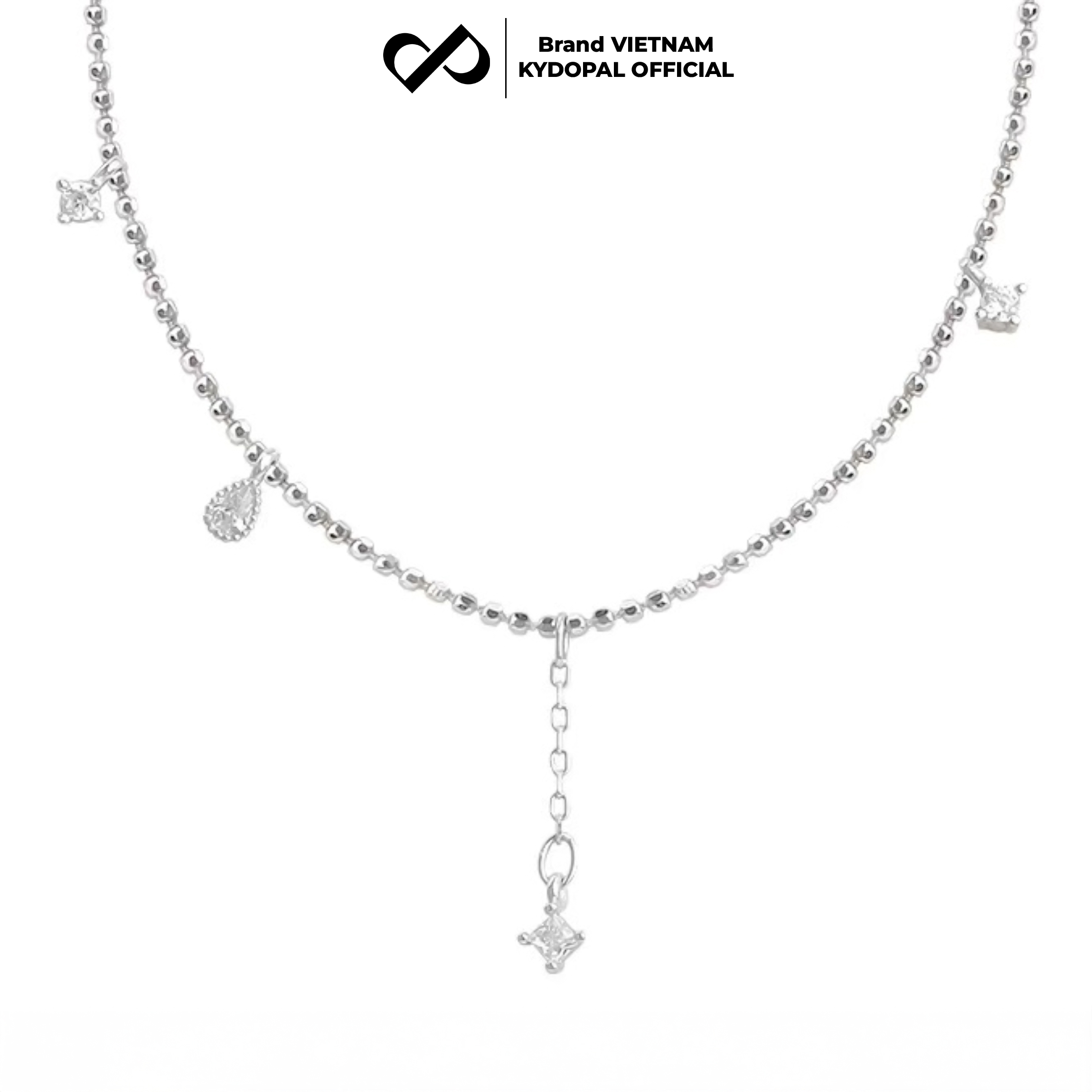 Dây chuyền bạc nữ KYDOPAL cá tính dây hạt lấp lánh mix hạt đá nữ tính trang sức bạc cao cấp - PAL9C3C16