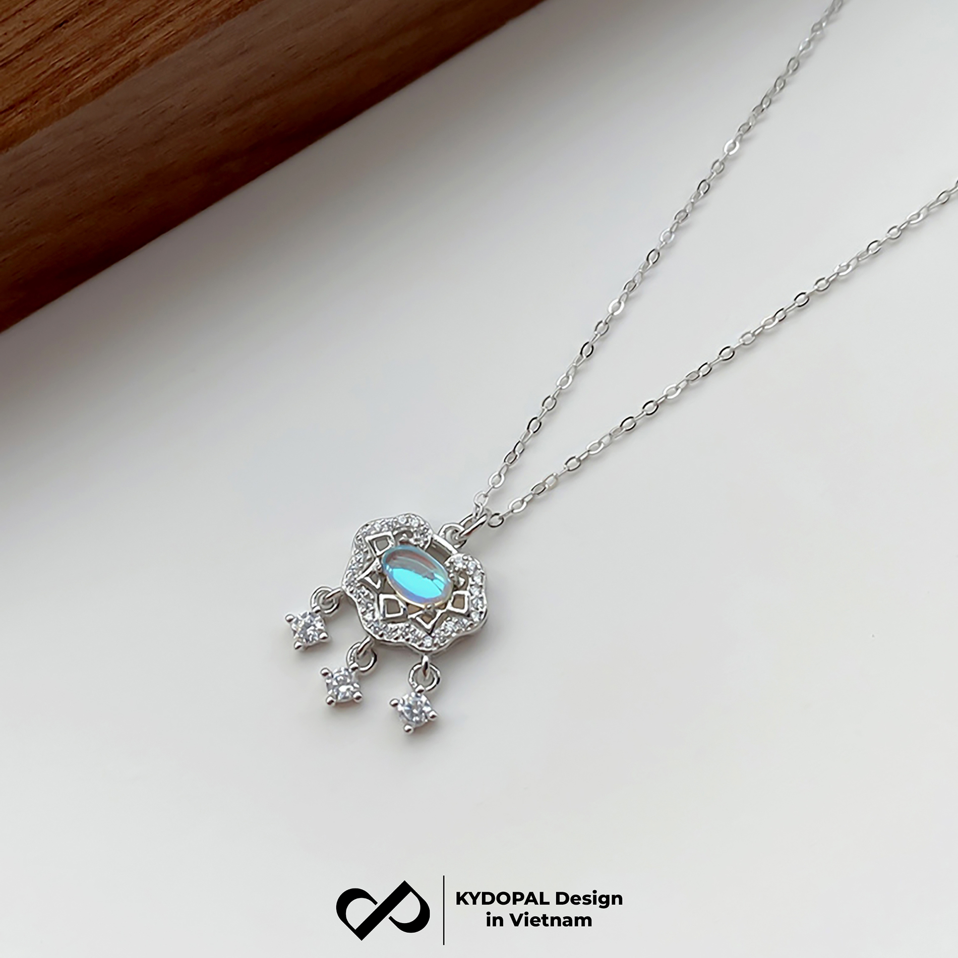 Dây chuyền bạc nữ KYDOPAL Mặt khóa trường mệnh gắn đá màu đổi sắc trang sức bạc 925 - PAL9C3C44
