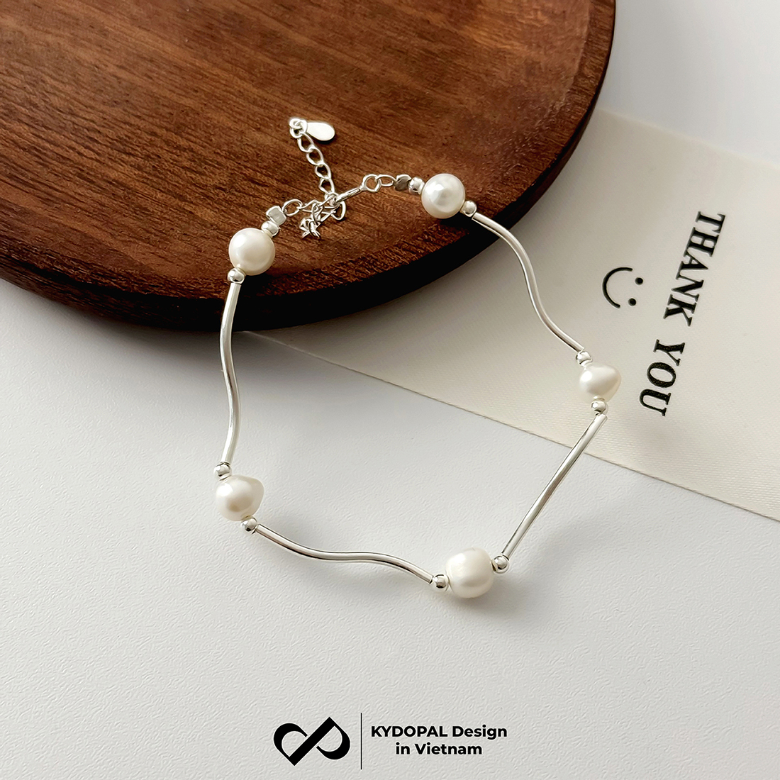 Lắc tay bạc nữ KYDOPAL vòng tay hạt trai nước ngọt mix ống bạc xoắn nữ tính trang sức bạc 925 - PAL9C3L53