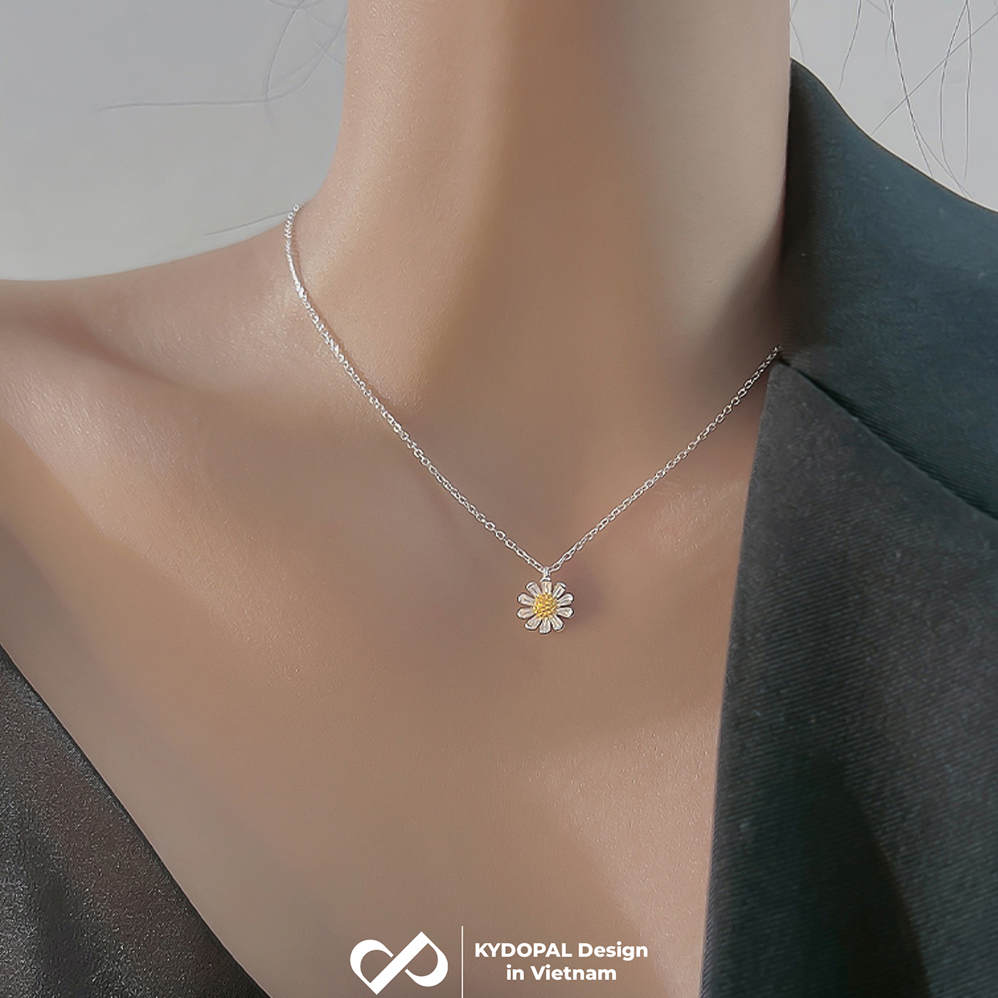 Dây chuyền bạc nữ KYDOPAL cá tính mặt hoa cúc nhị nữ tính trang sức bạc 925 - PAL9C3C32
