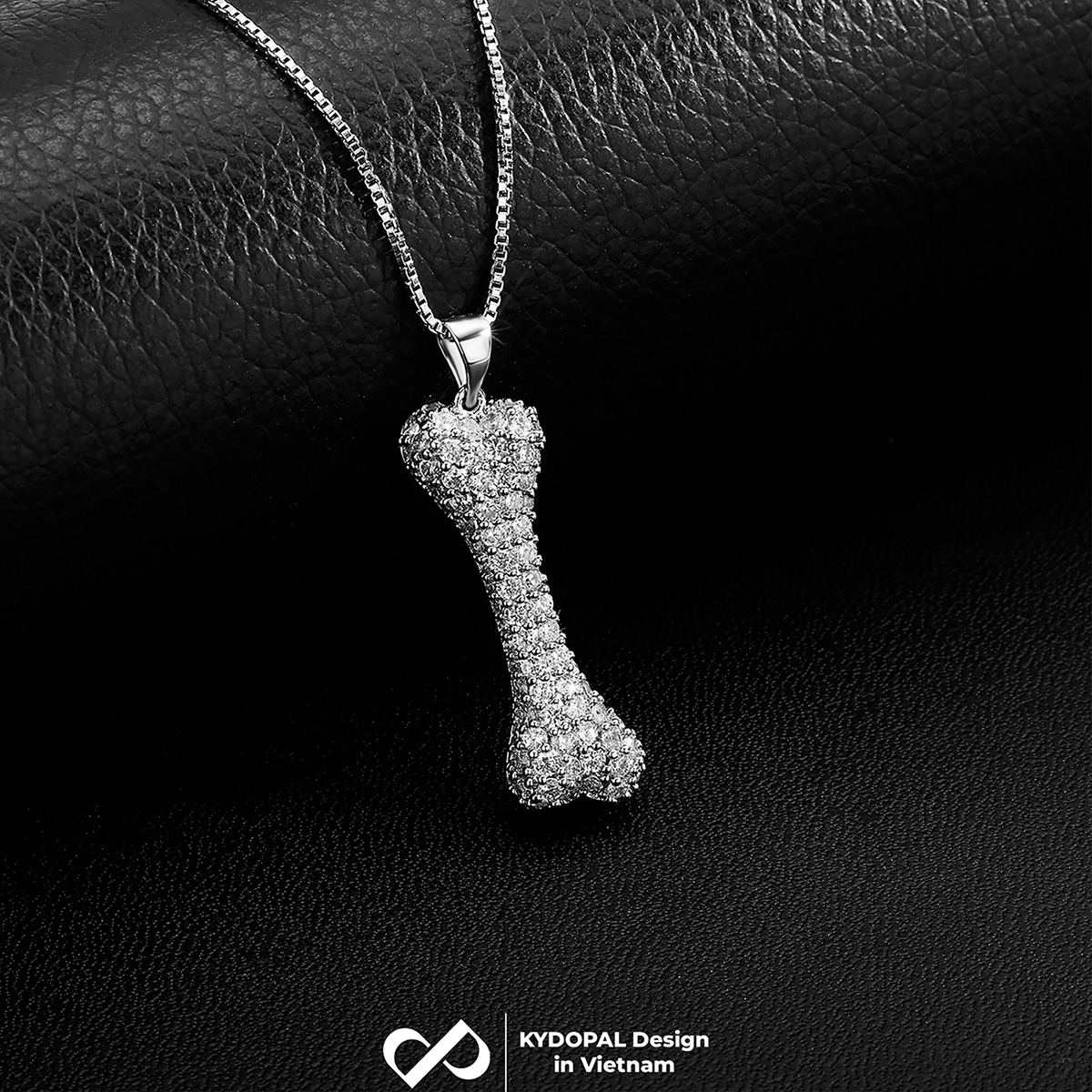 Dây chuyền bạc nữ KYDOPAL vòng cổ cá tính mặt xương đính đá trang sức bạc cao cấp - PAL9C3C68