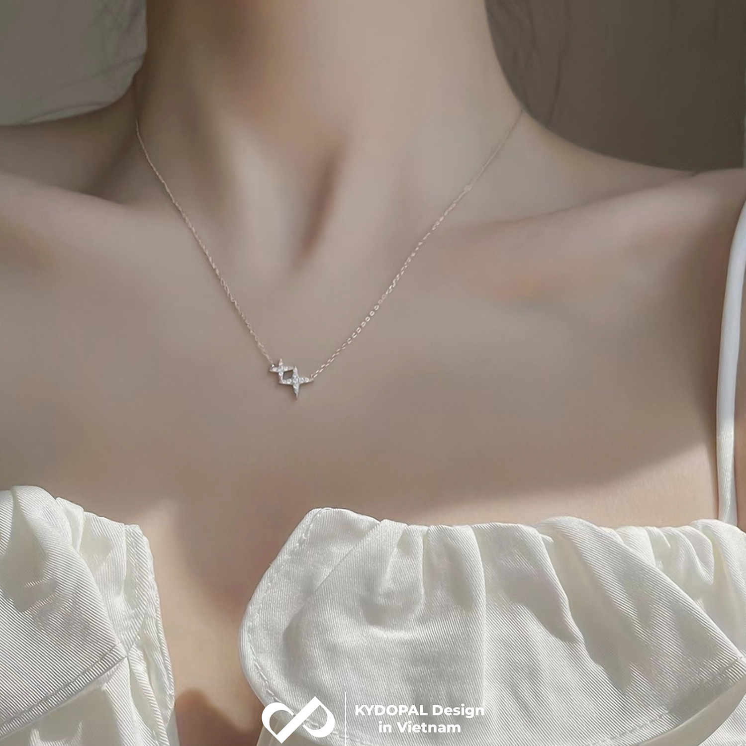 Dây chuyền bạc nữ KYDOPAL mẫu sao đôi cá tính lấp lánh trang sức bạc 925 - PAL9C3C18