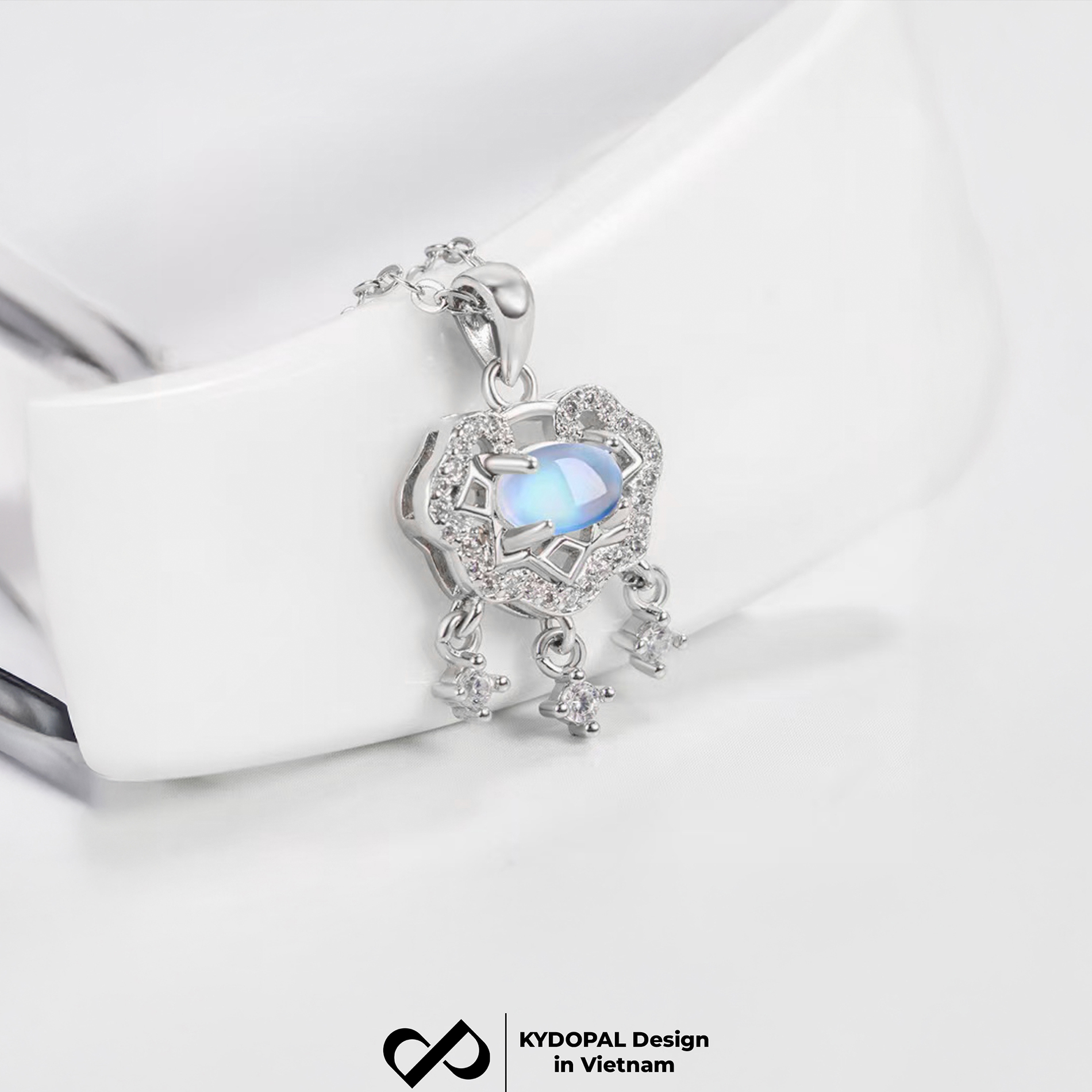 Dây chuyền bạc nữ KYDOPAL Mặt khóa trường mệnh gắn đá màu đổi sắc trang sức bạc 925 - PAL9C3C44