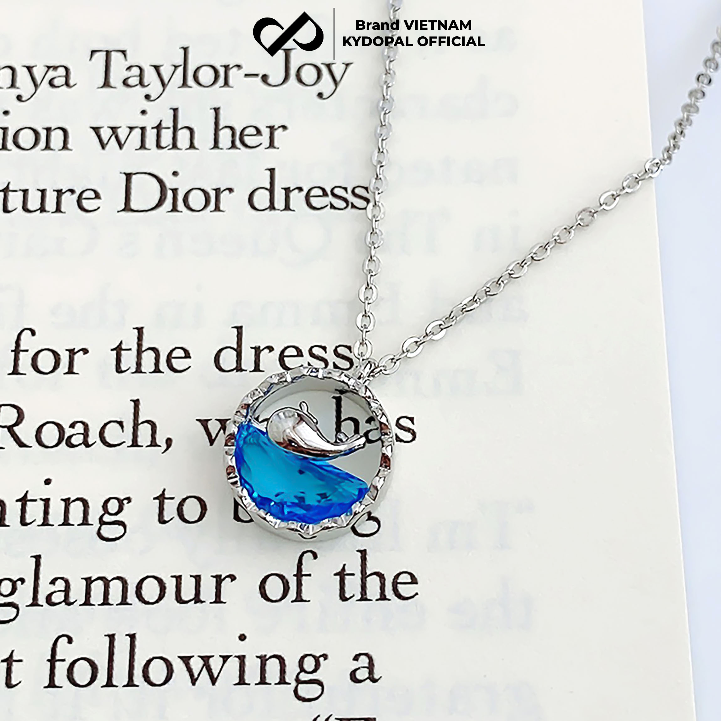 Dây chuyền bạc nữ KYDOPAL vòng cổ cá tính cá voi biển xanh lấp lánh trang sức bạc 925 - PAL9C3C49