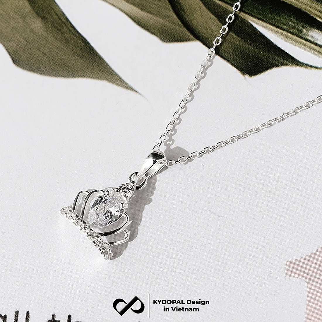 Dây chuyền bạc nữ KYDOPAL mặt vương miện công chúa đính đá nữ tính trang sức bạc 925 - PAL9C3C17