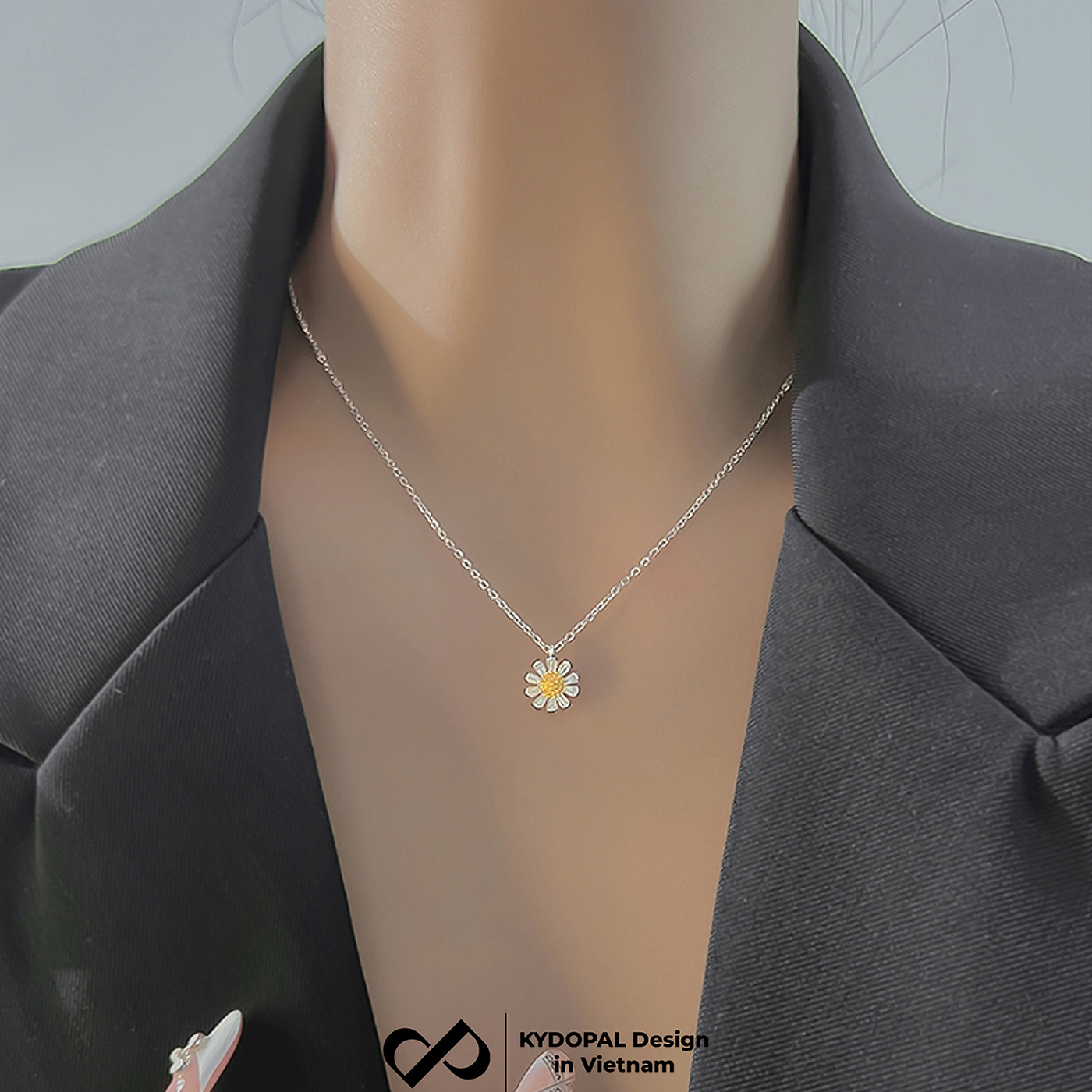 Dây chuyền bạc nữ KYDOPAL cá tính mặt hoa cúc nhị nữ tính trang sức bạc 925 - PAL9C3C32