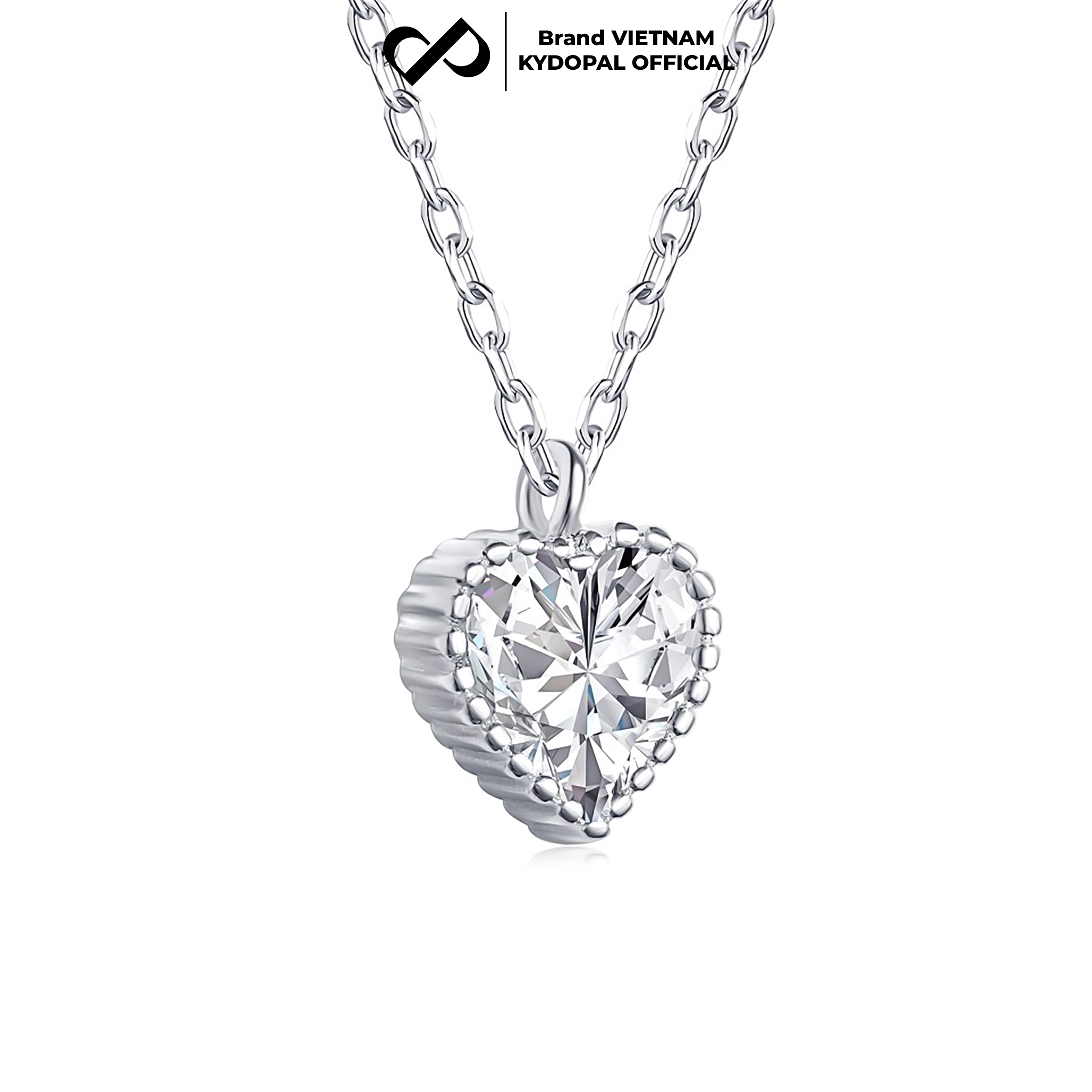 Dây chuyền bạc nữ KYDOPAL mặt trái tim đính đá viền cao cấp trang sức bạc 925 - PAL9C3C12