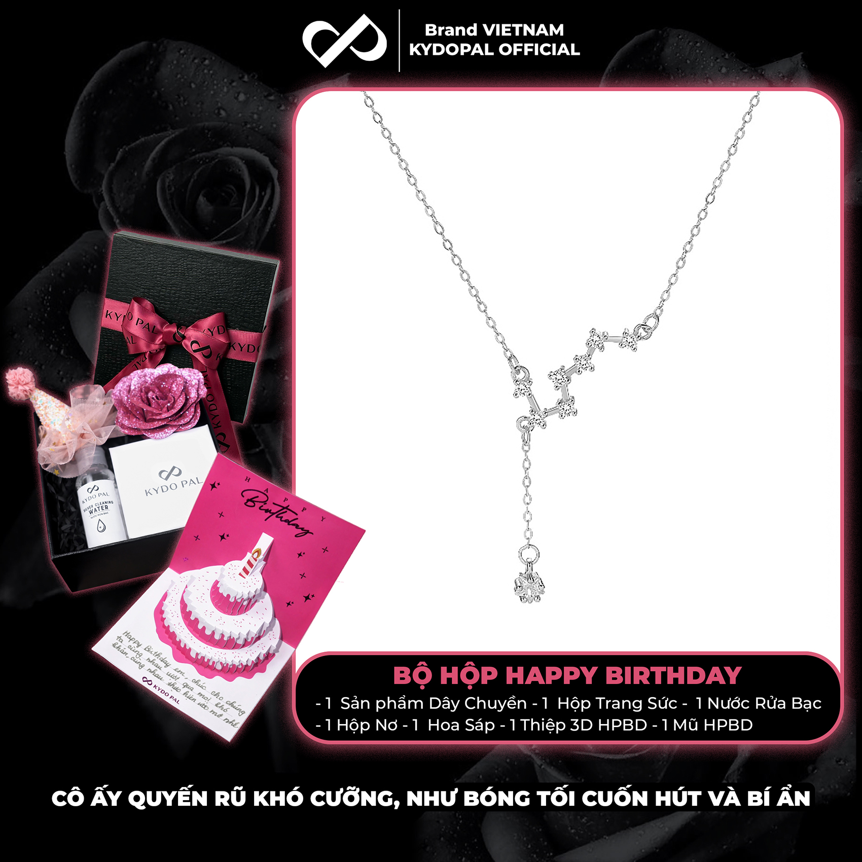 Dây chuyền bạc nữ KYDOPAL vòng cổ cá tính chòm sao đính đá lấp lánh trang sức bạc 925 - PAL9C2C7